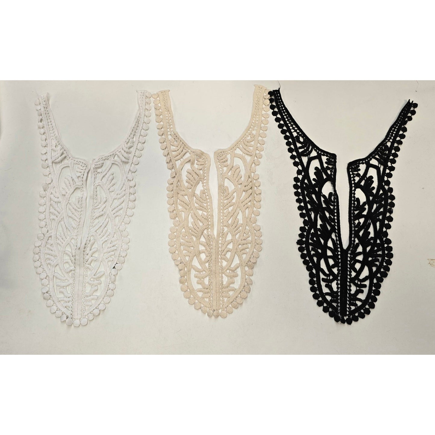 Lace cotton yoke trim - white