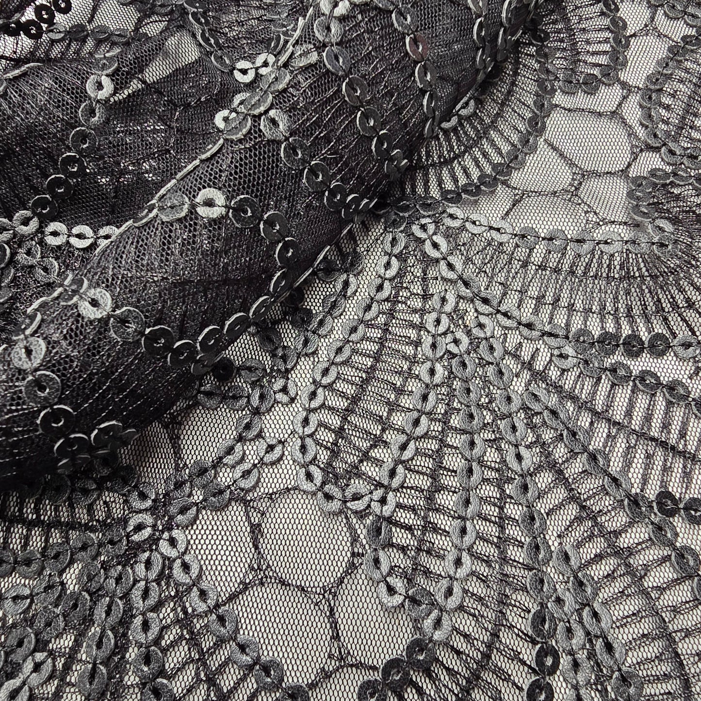 Black Sequin mesh -sold by 1/2mtr