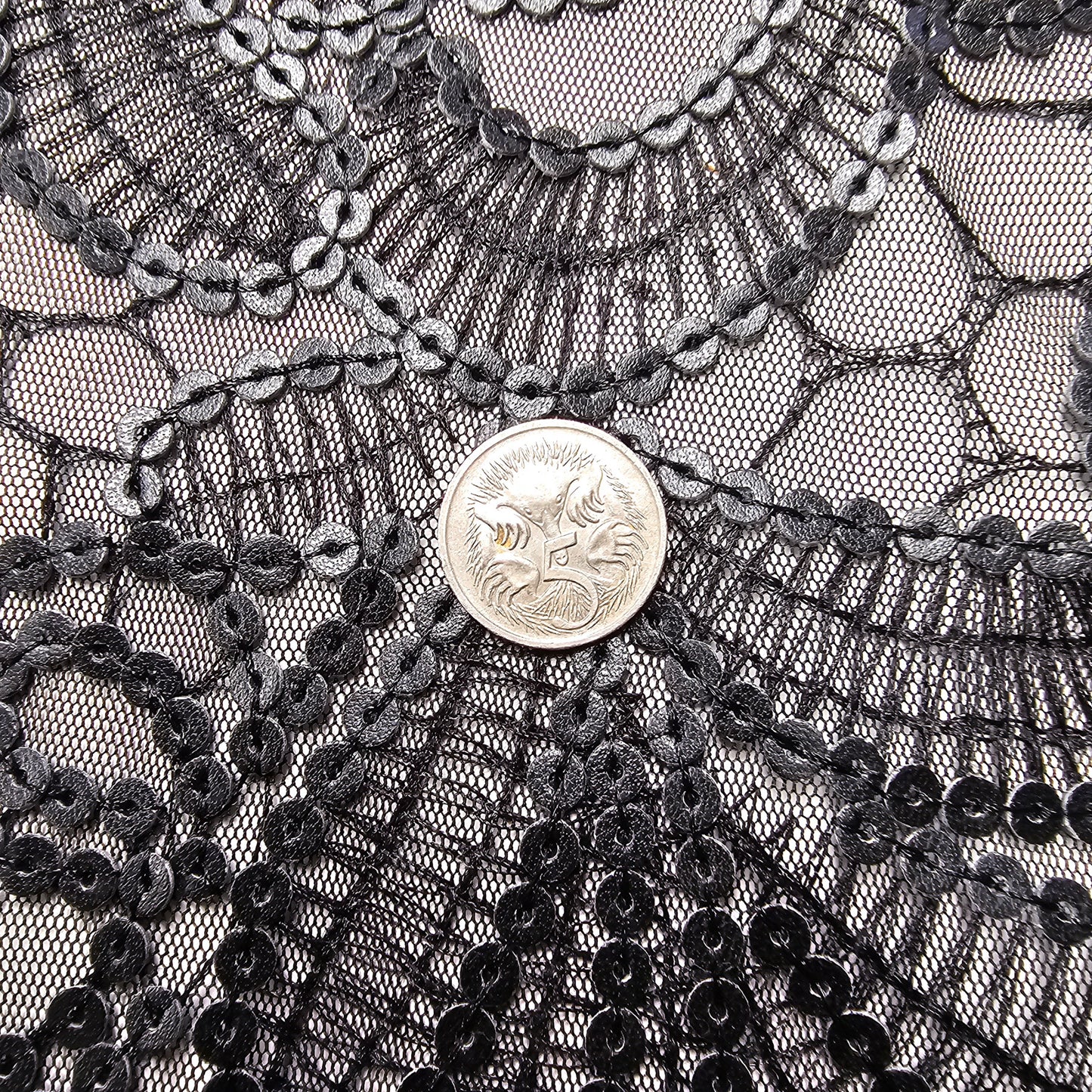 Black Sequin mesh -sold by 1/2mtr