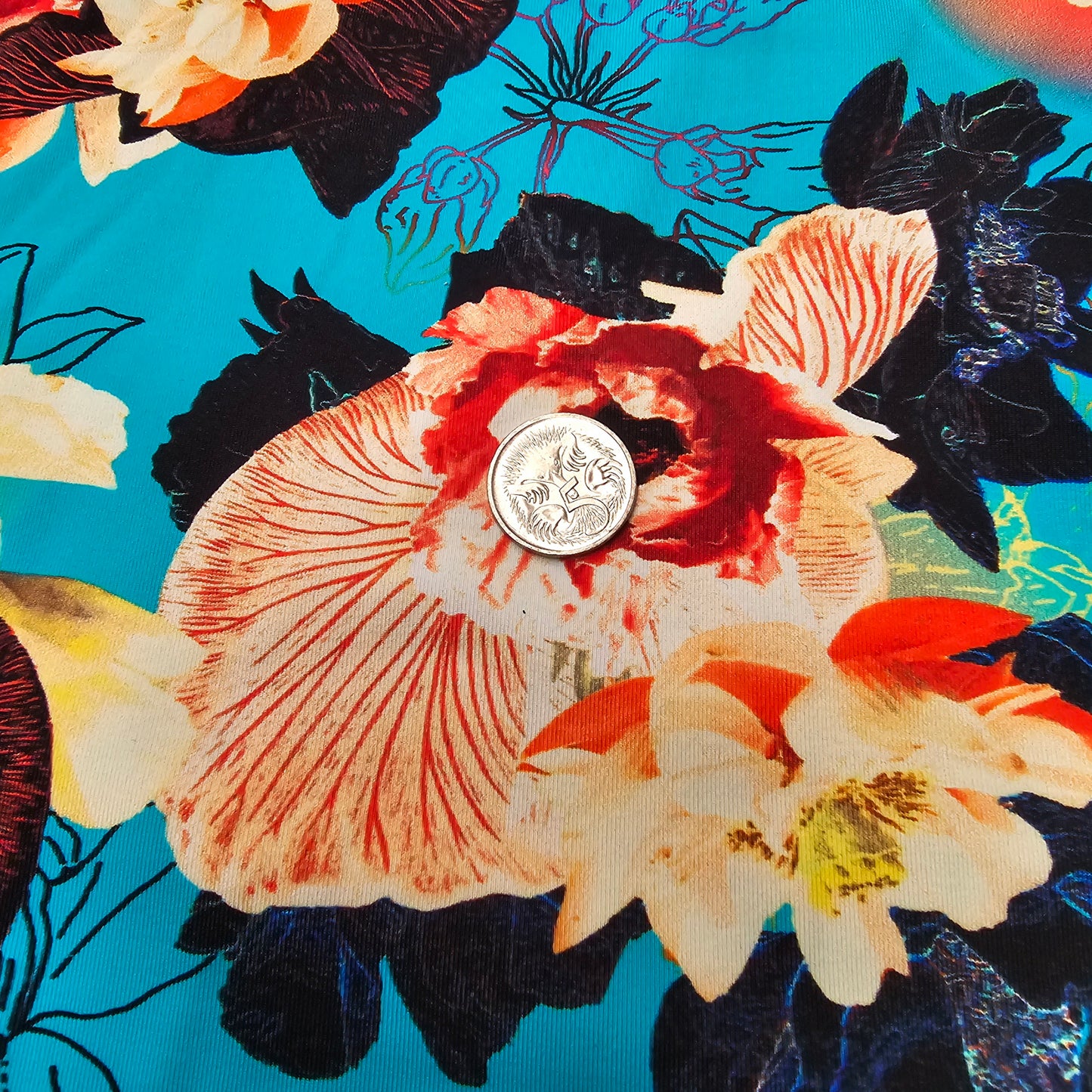 Floral printed knit fabric - Sold by 1/2mtr