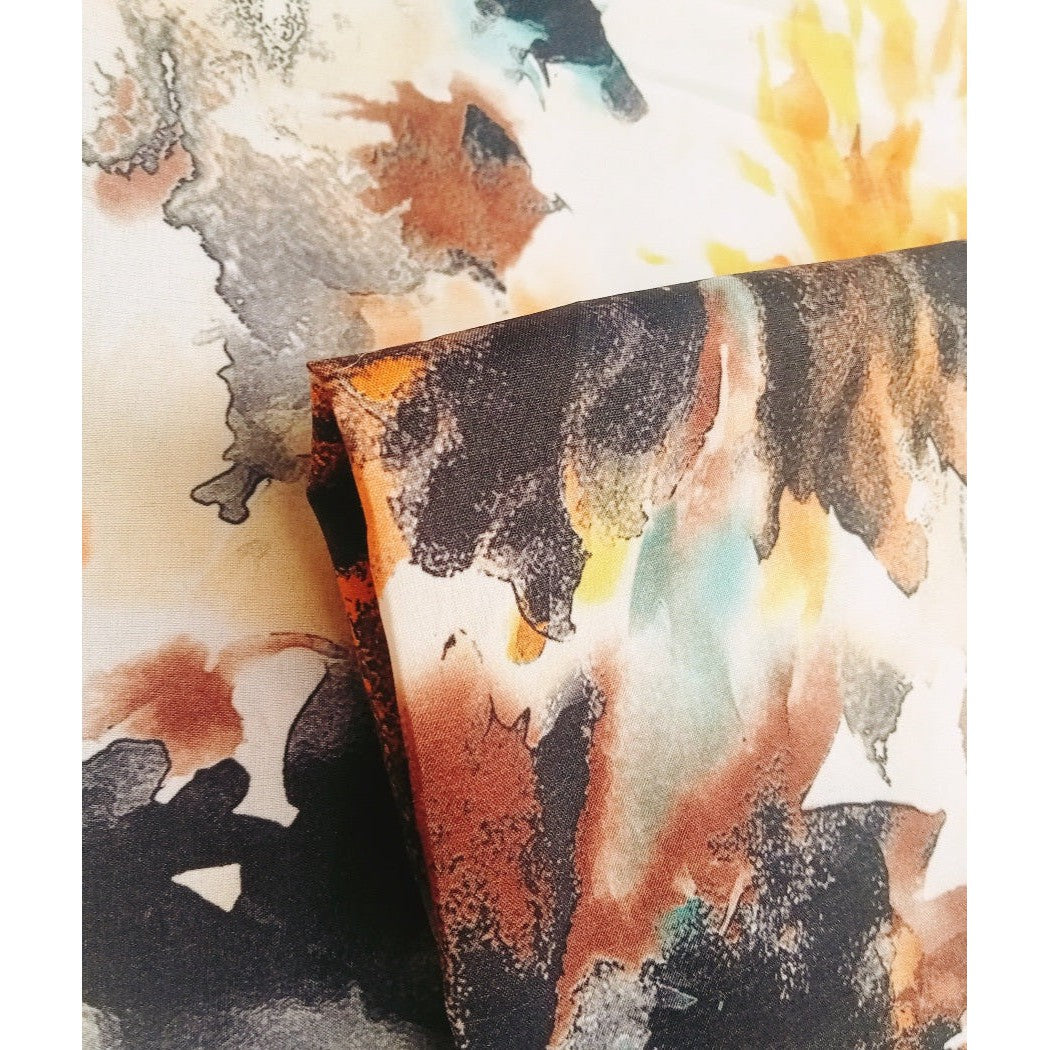 Sheena - colourful printed satin -sold by 1/2mtr