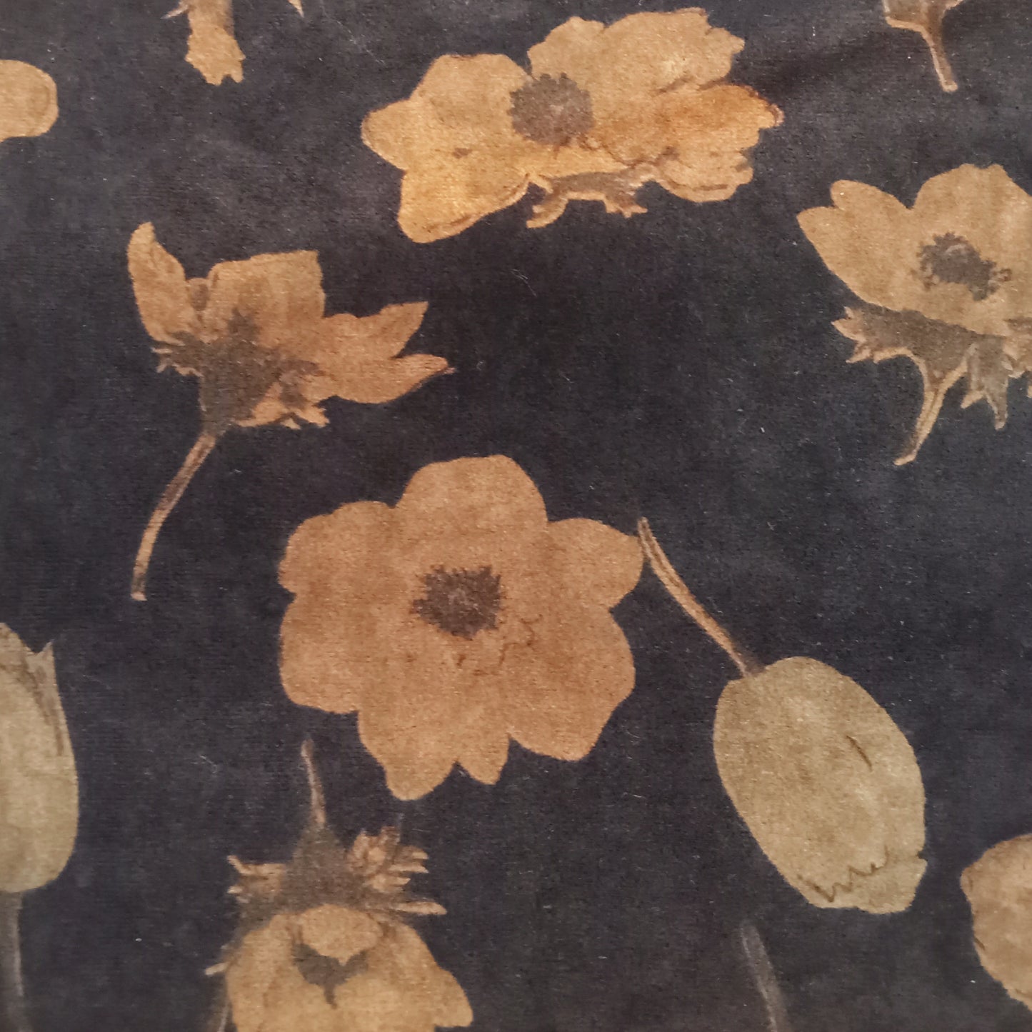 Floral printed faux suede fabric - 2mtrs