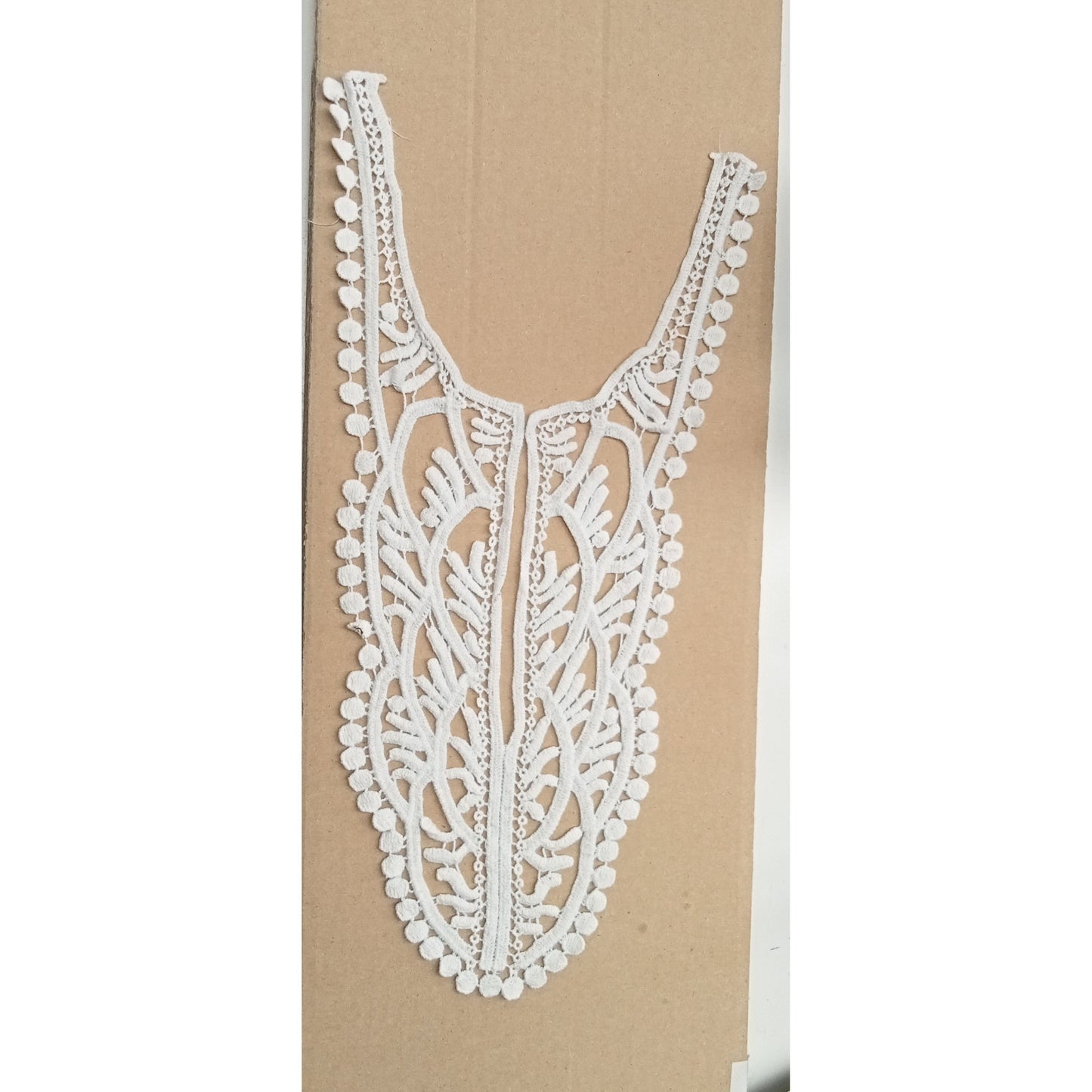 Lace cotton yoke trim - white
