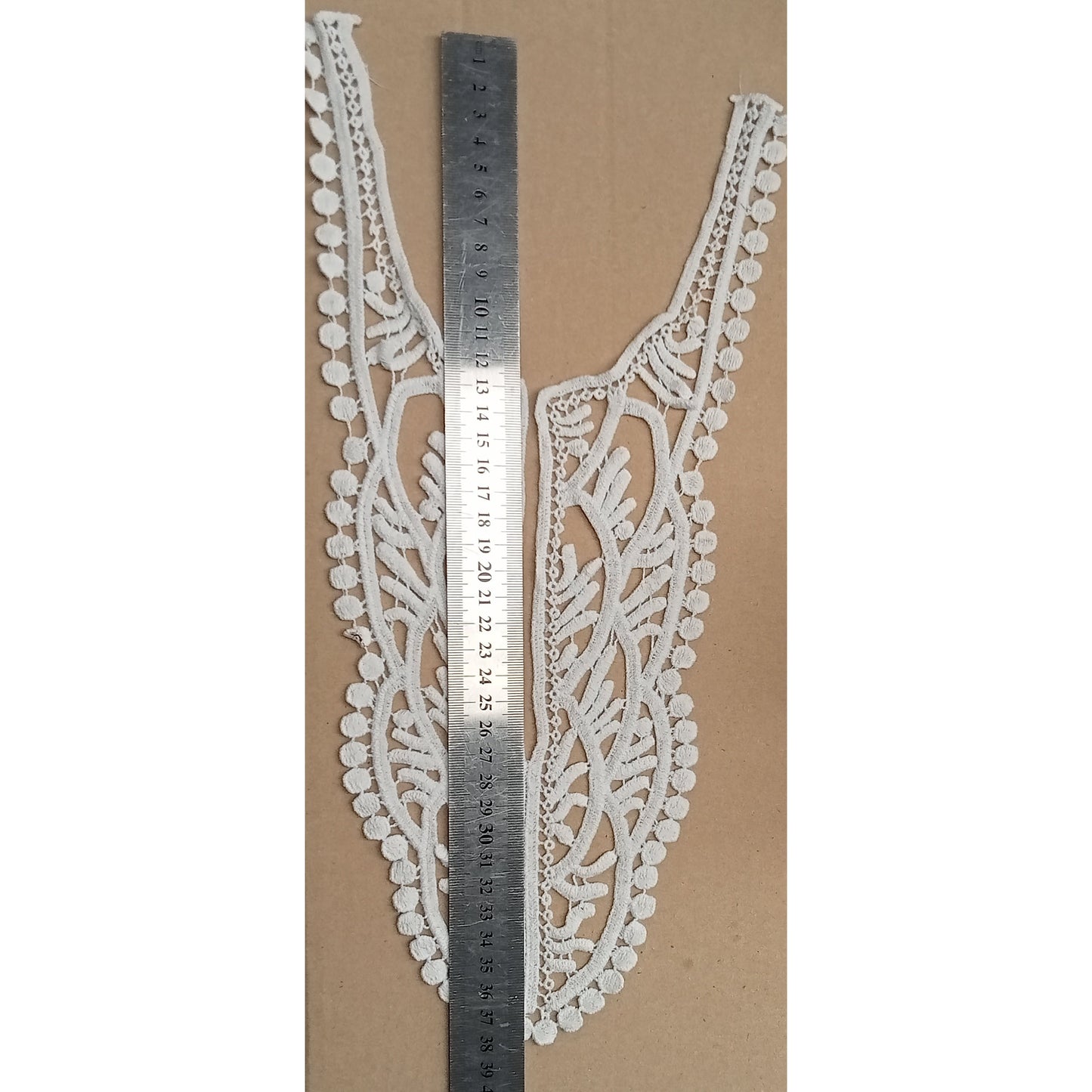 Lace cotton yoke trim - white