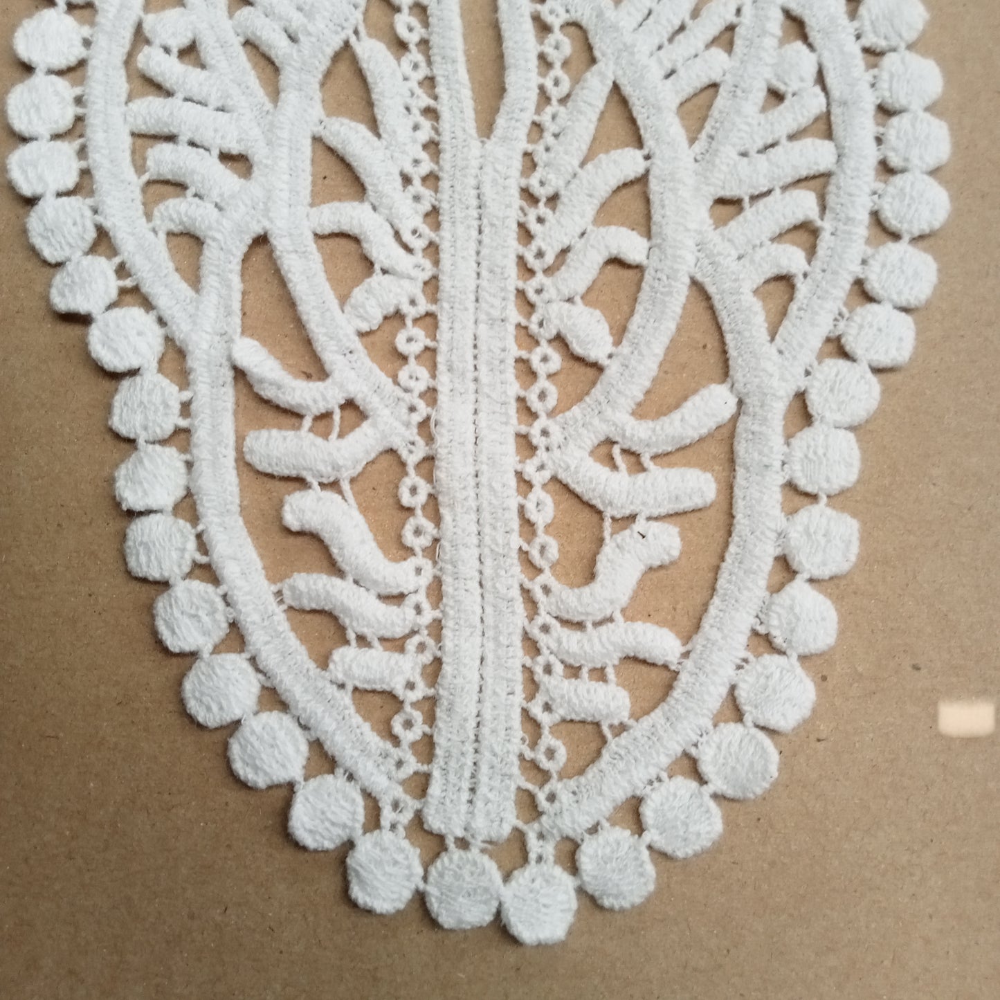 Lace cotton yoke trim - white