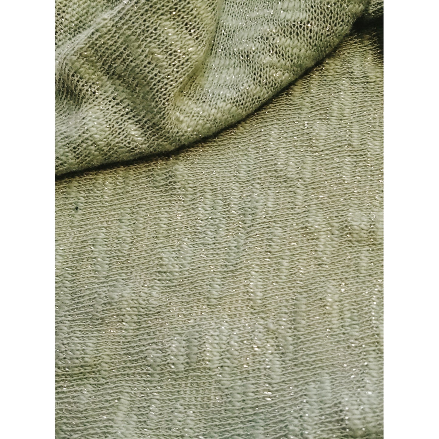 Ivana - olive/silver - shimmer sage - slub yarn knit - sold by 1/2mtr