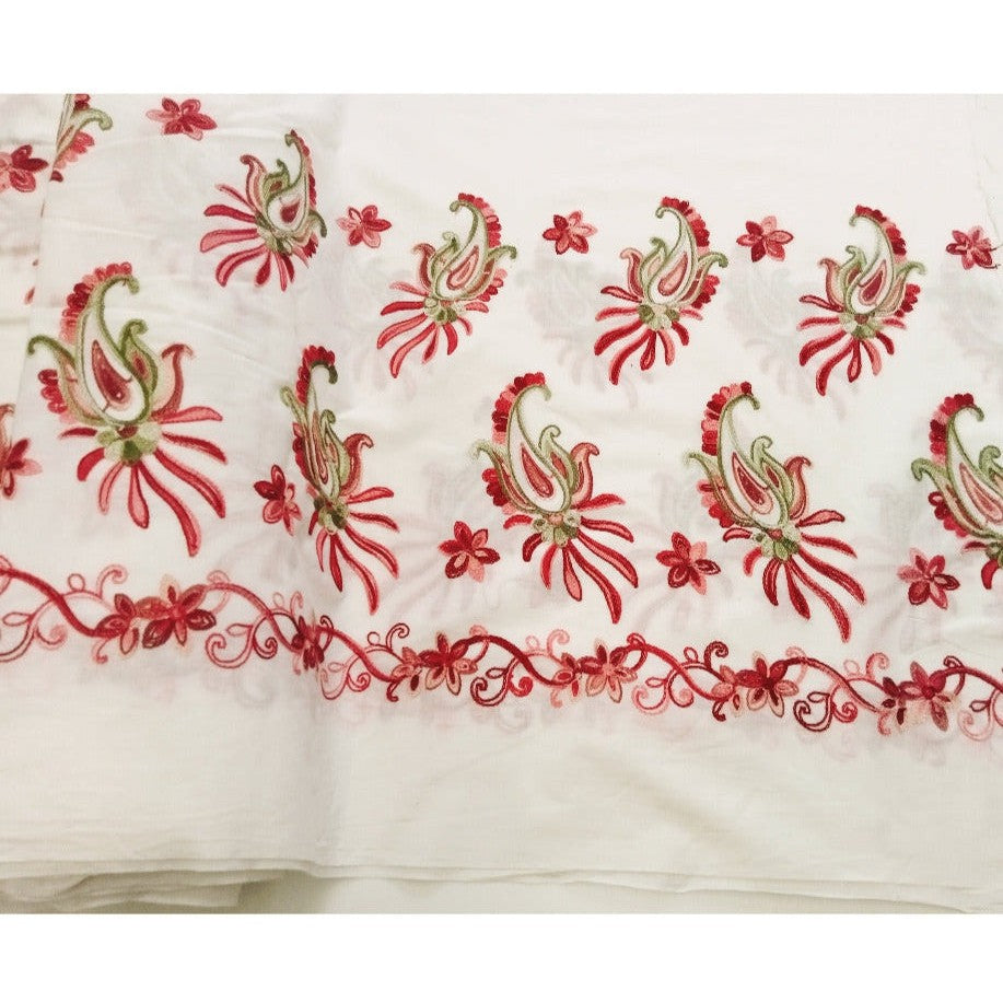 Eloise - boarder embroidered cotton fabric -sold by 1/2mtr