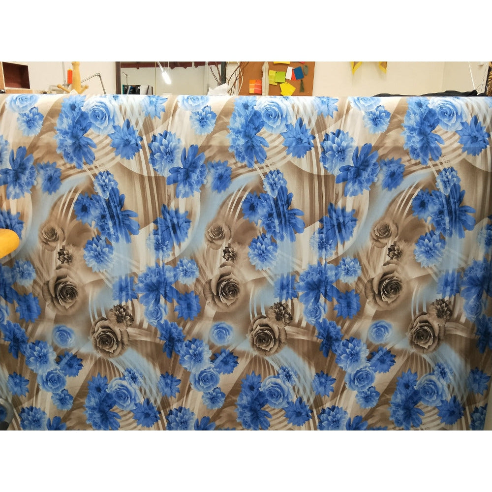 blue flowers -Jersey sold by 1/2mtr