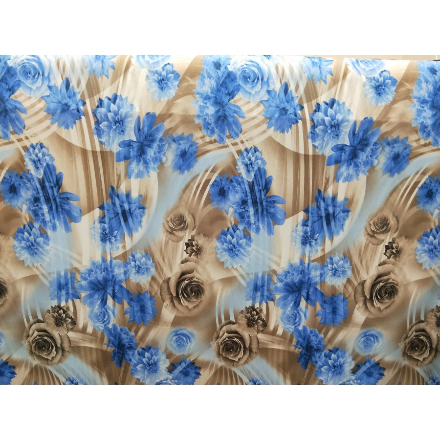 blue flowers -Jersey sold by 1/2mtr