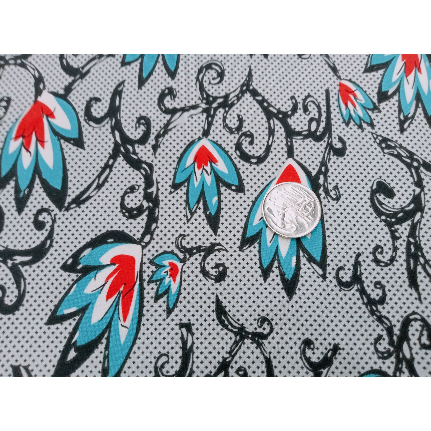 Vine - floral printed knit jersey -sold by 1/2mtr