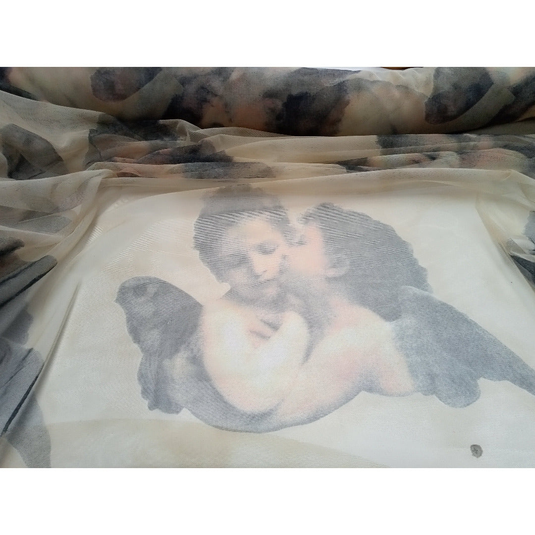 Angels - stretch mesh net fabric - sold by 1/2mtr