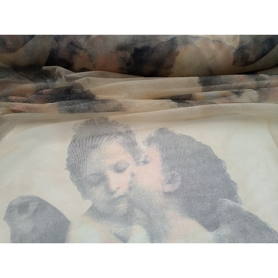 Angels - stretch mesh net fabric - sold by 1/2mtr