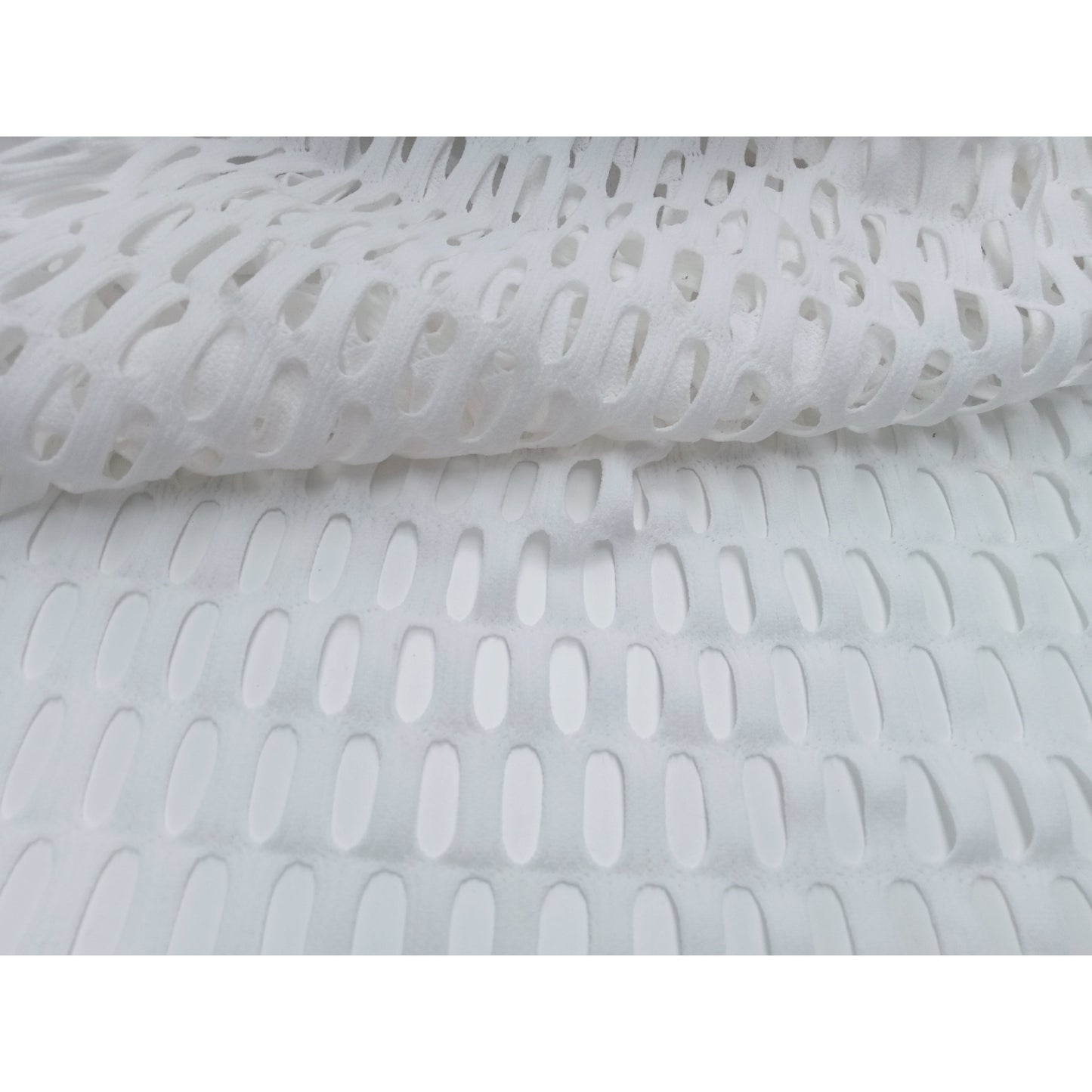 Laser cut stretch fabric -white sold by 1/2mtr