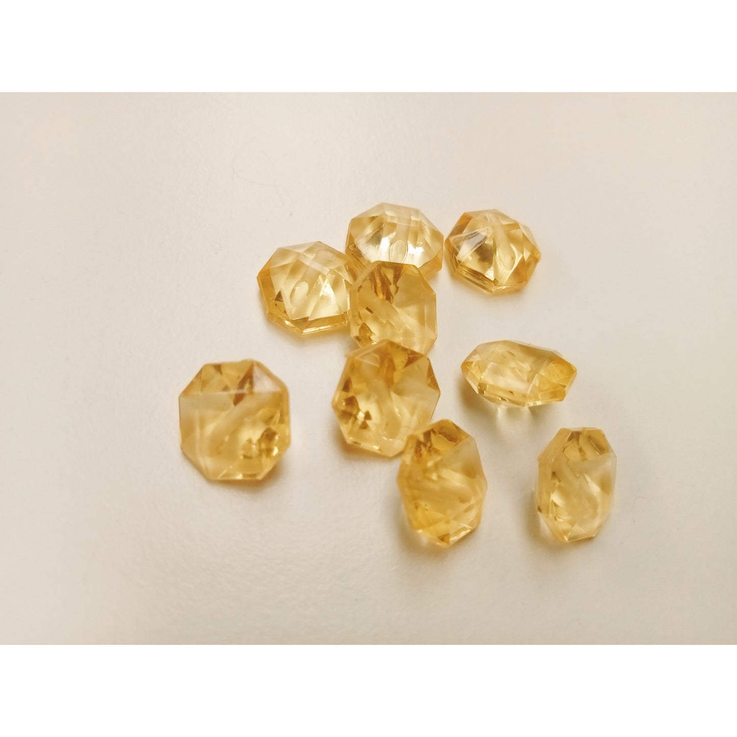 1cm- Gold square coloured glass buttons. - 6