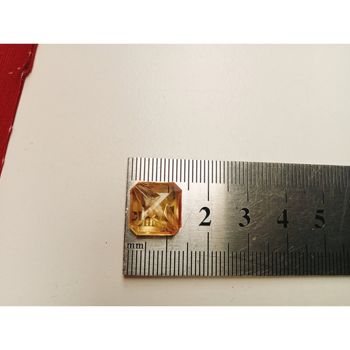 1cm- Gold square coloured glass buttons. - 6