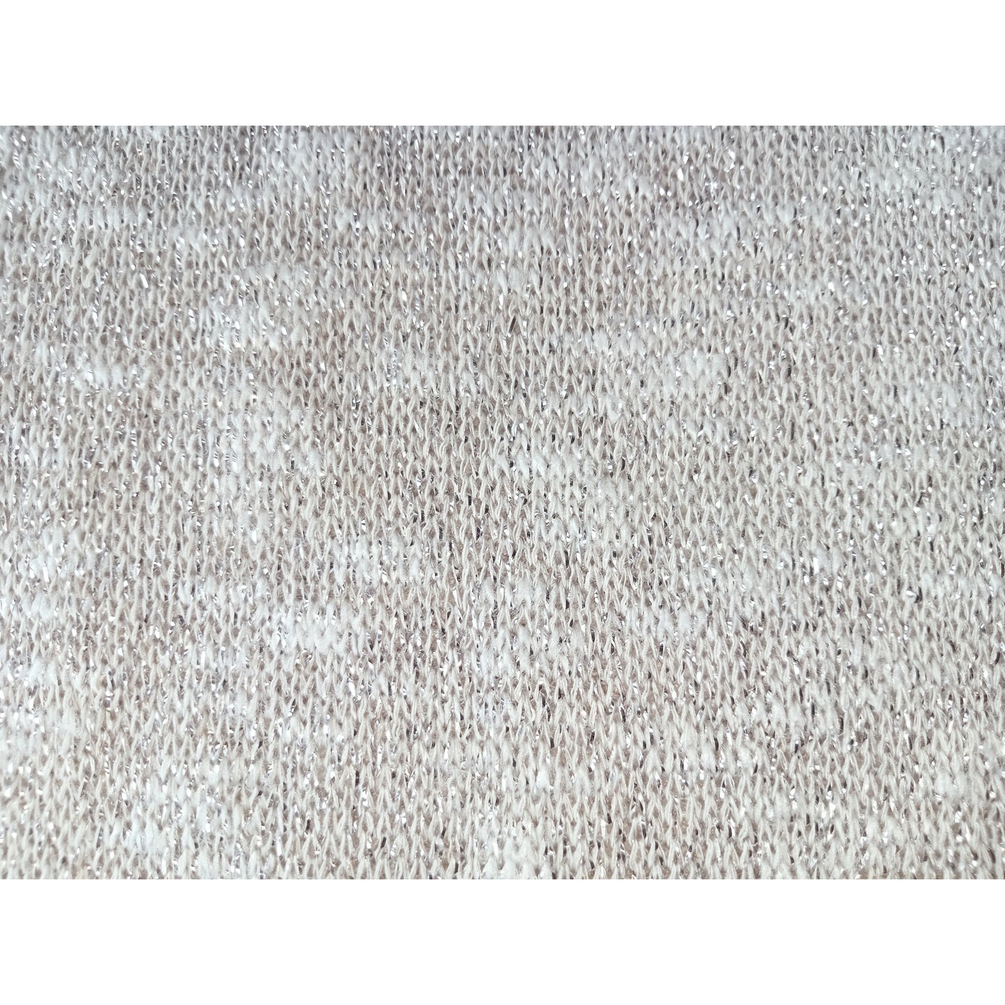 Ivana - ivory/silver Shimmer - slub yarn knit fabric - sold by 1/2mtr