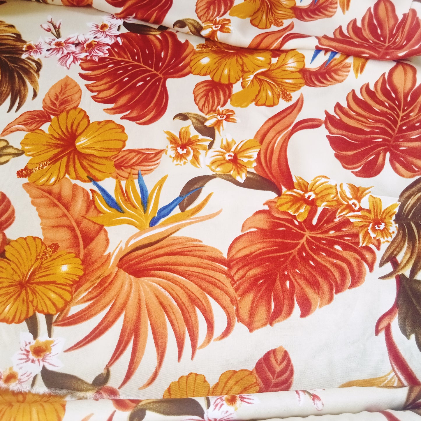 Hibiscus floral print fabric - sold by 1/2mtr
