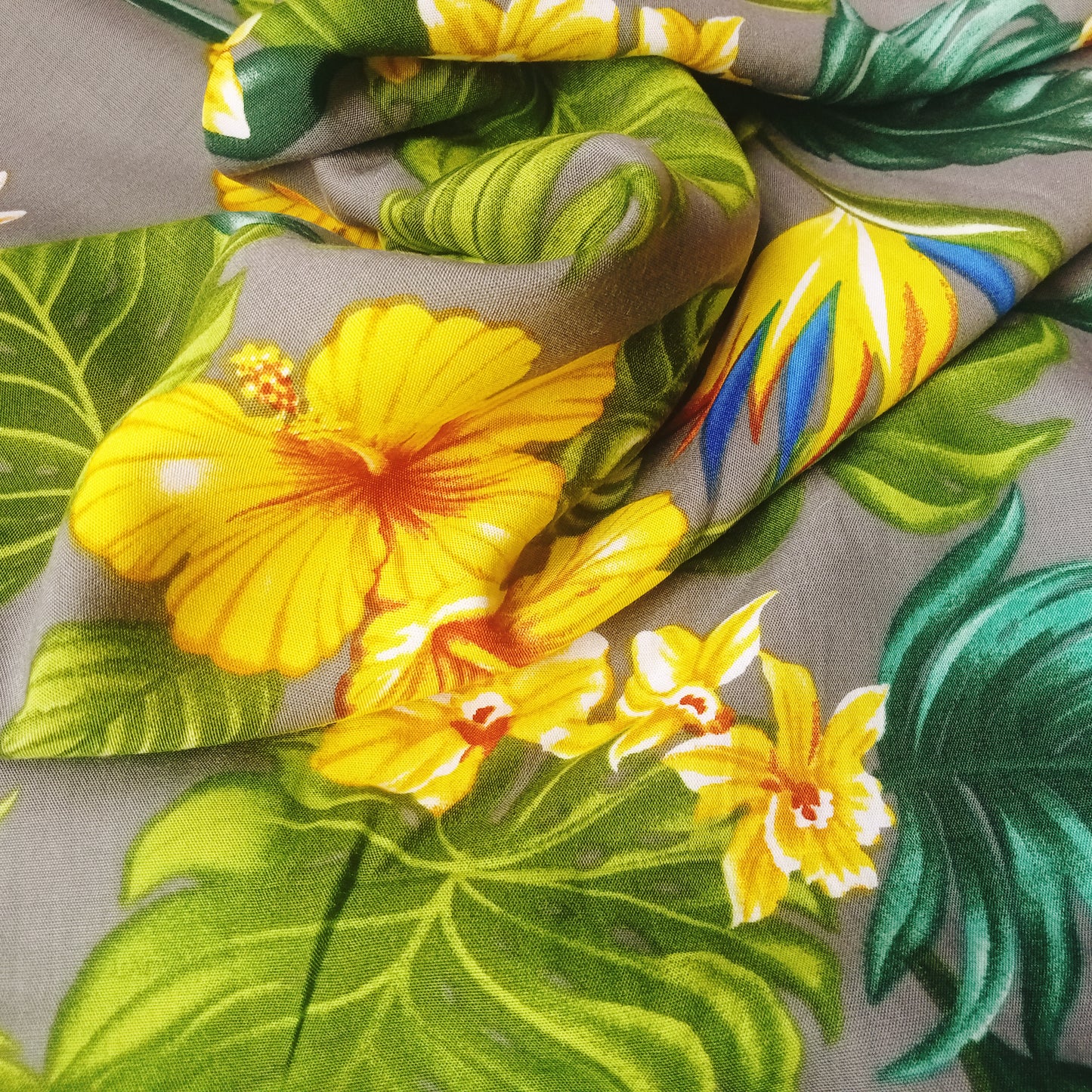 Hibiscus floral print fabric - sold by 1/2mtr