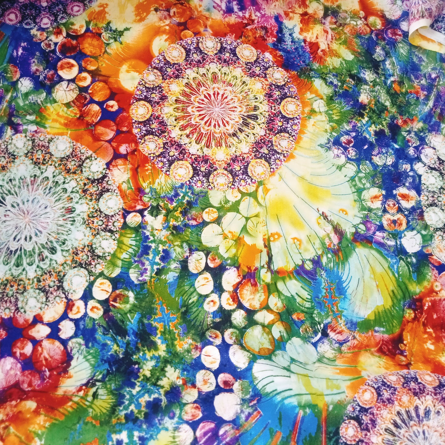 Multi coloured viscose fabric - sold by 1/2mtr