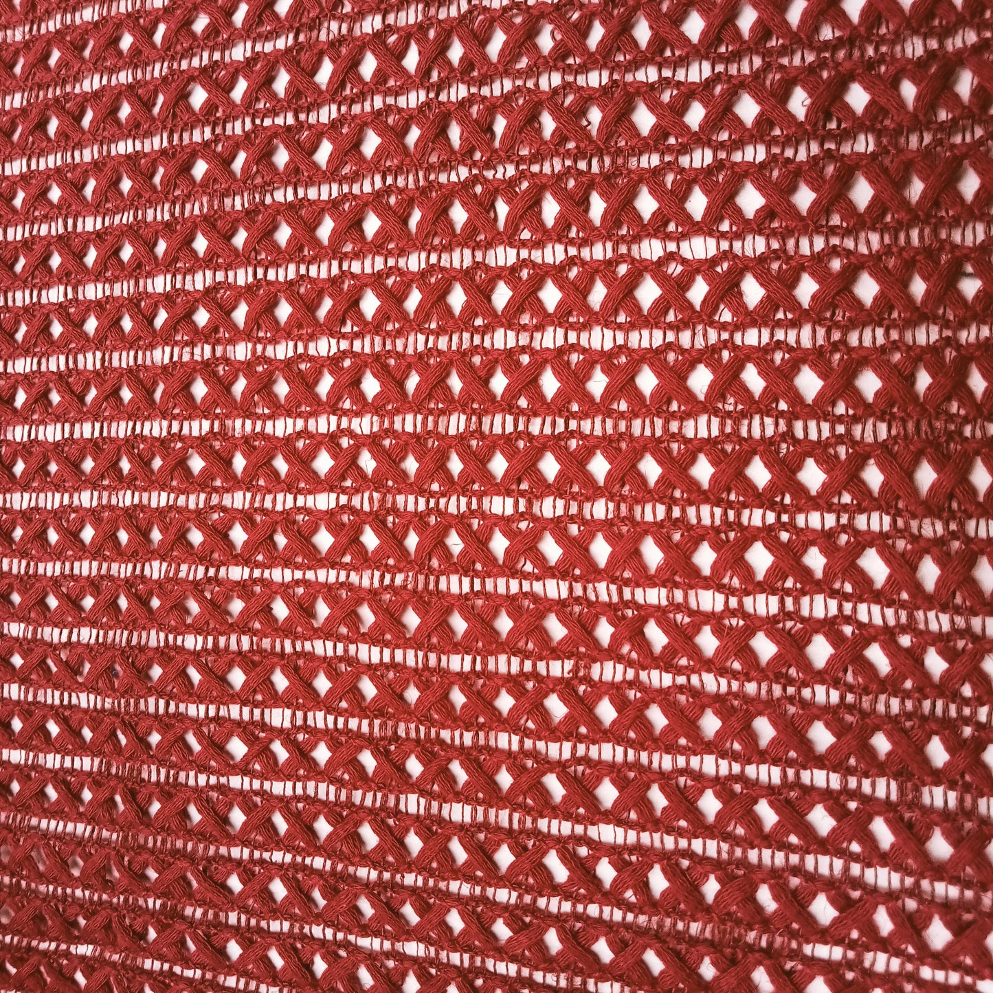 Criss/cross - maroon - crochet cotton fabric - sold by 1/2mtr