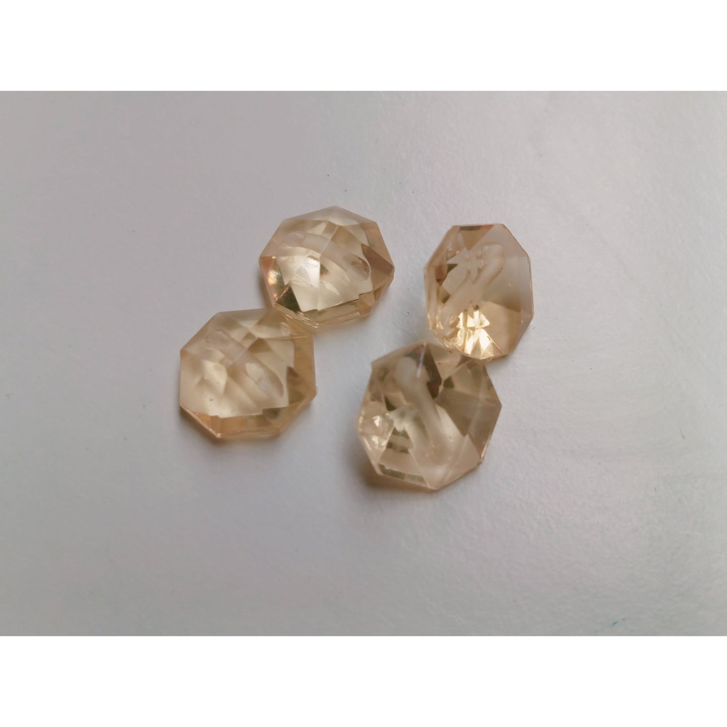 1cm- Gold square coloured glass buttons. - 6