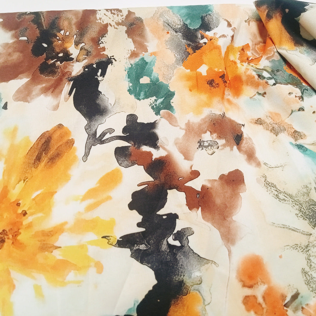 Sheena - colourful printed satin -sold by 1/2mtr