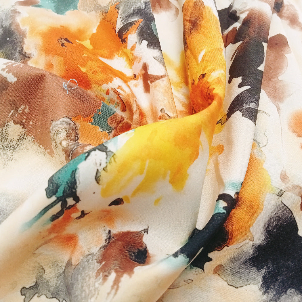 Sheena - colourful printed satin -sold by 1/2mtr