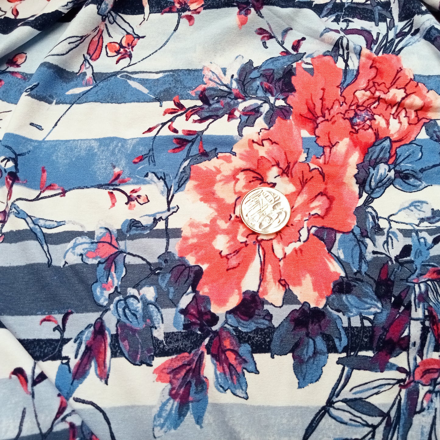 stripe/floral printed viscose jersey- sold by 1/2mtr