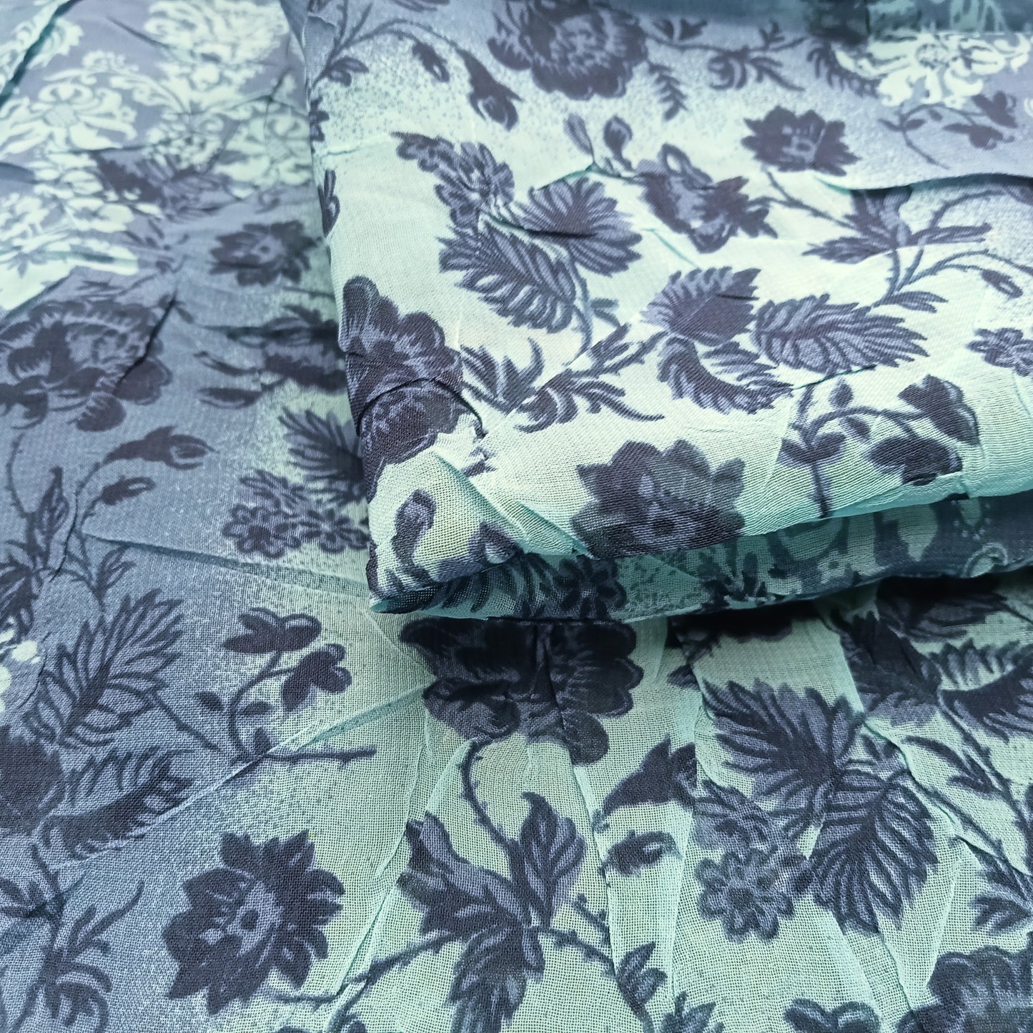 patchwork floral printed crush chiffon - sold by 1/2mtr