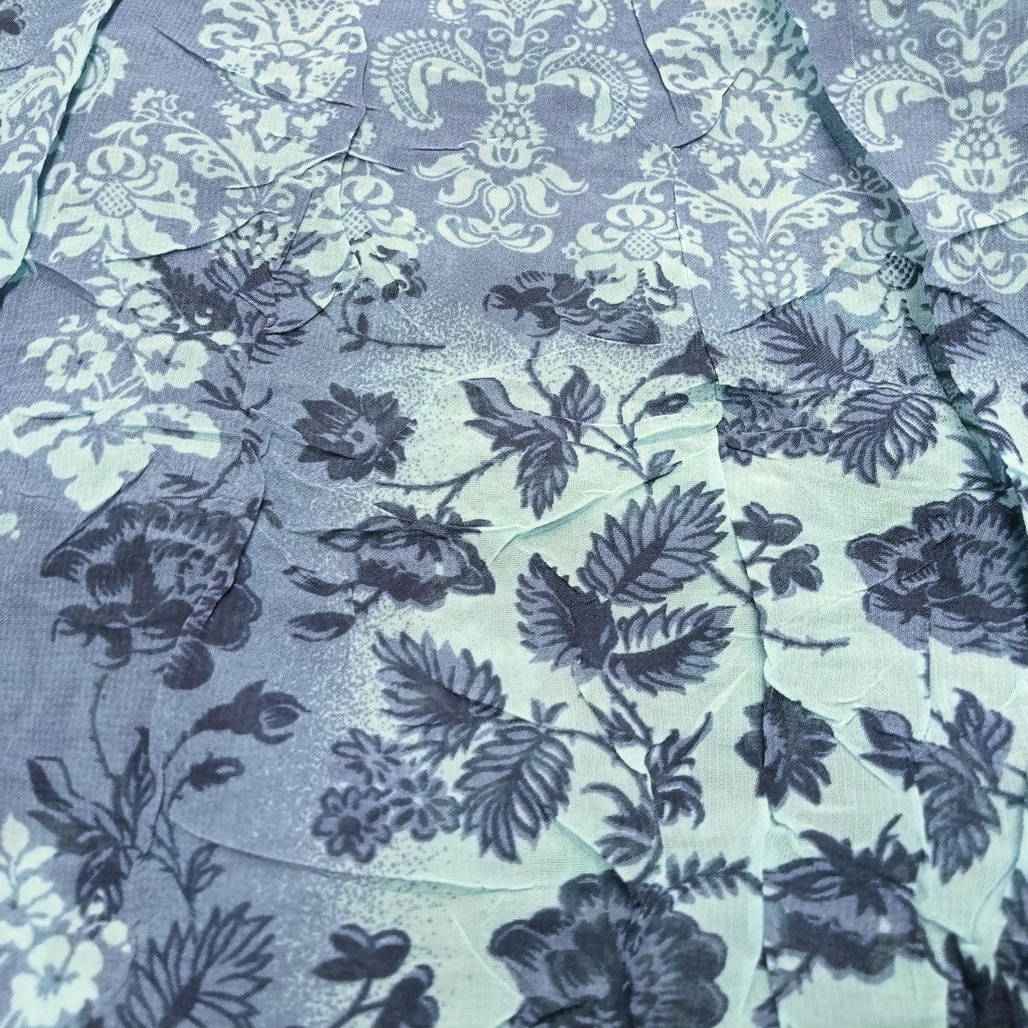 patchwork floral printed crush chiffon - sold by 1/2mtr