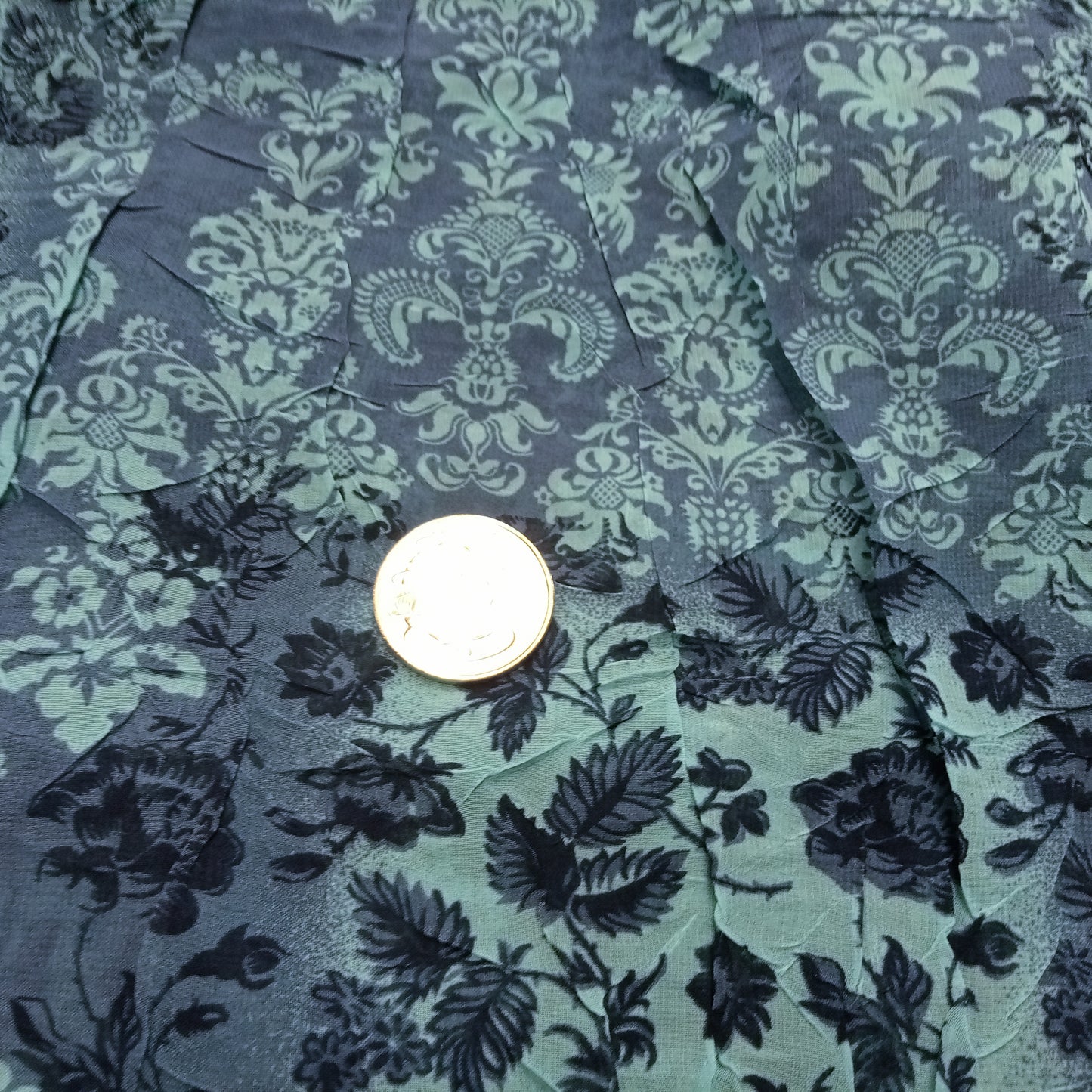 patchwork floral printed crush chiffon - sold by 1/2mtr