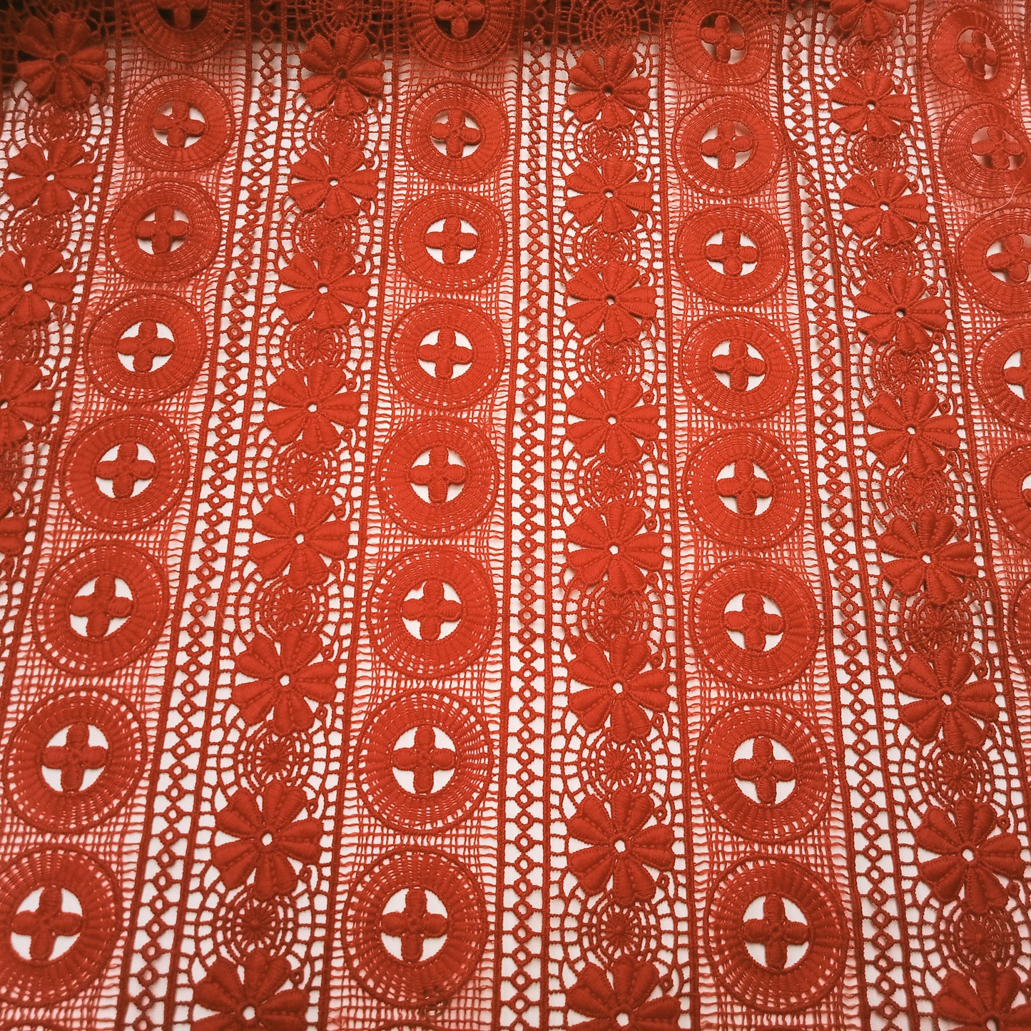 Floral red lace - sold by 1/2mtr