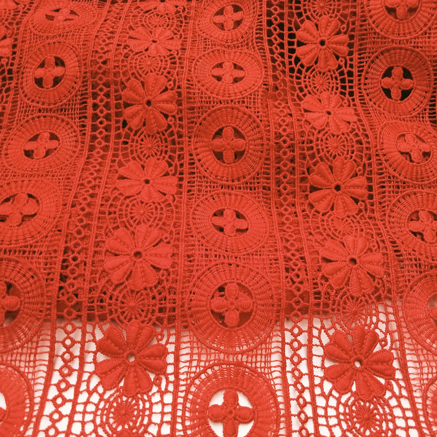 Floral red lace - sold by 1/2mtr