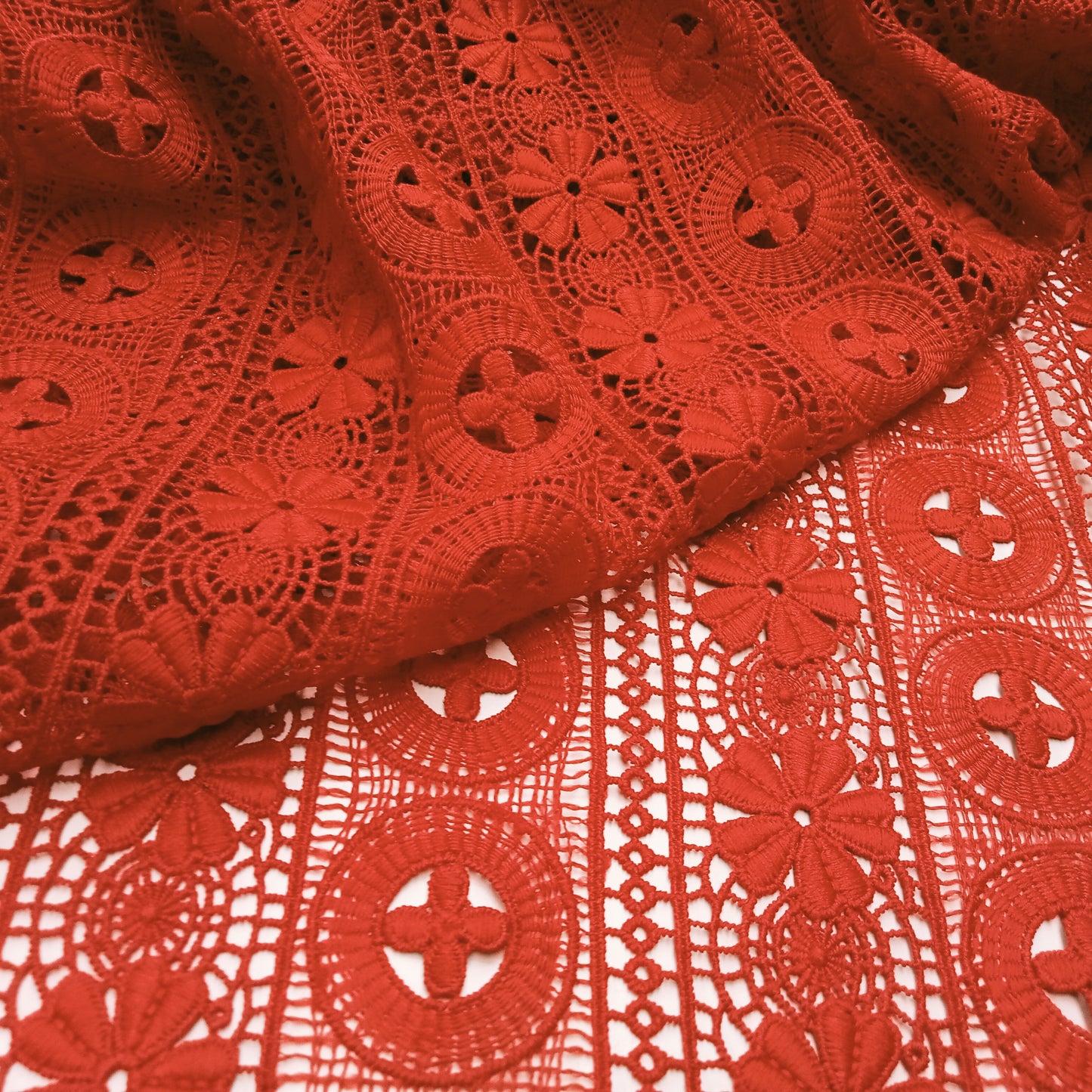 Floral red lace - sold by 1/2mtr