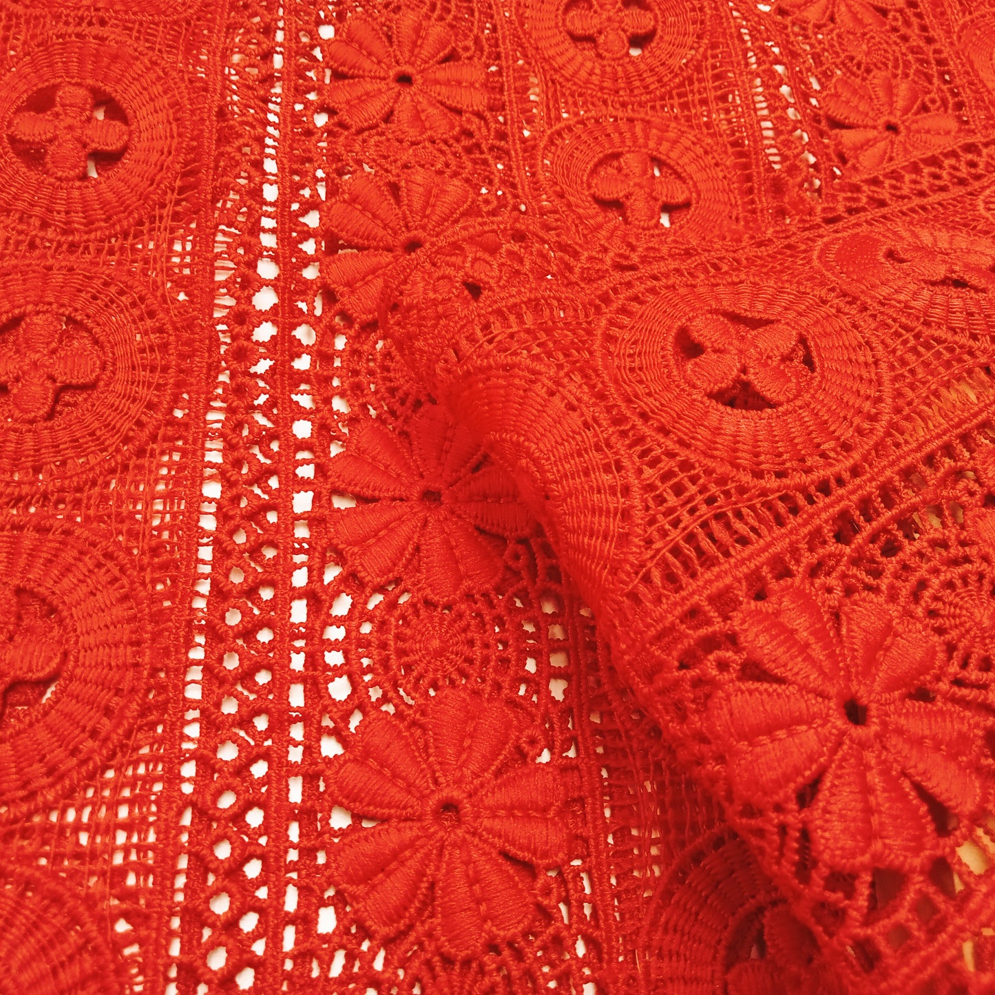 Floral red lace - sold by 1/2mtr