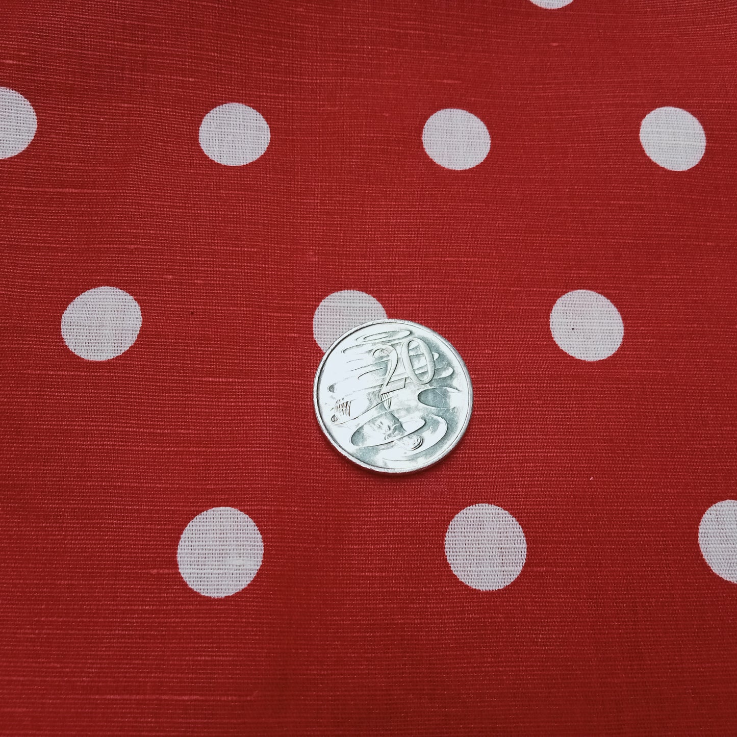 Ruby - polka dot cotton linen - sold by 1/2mtr