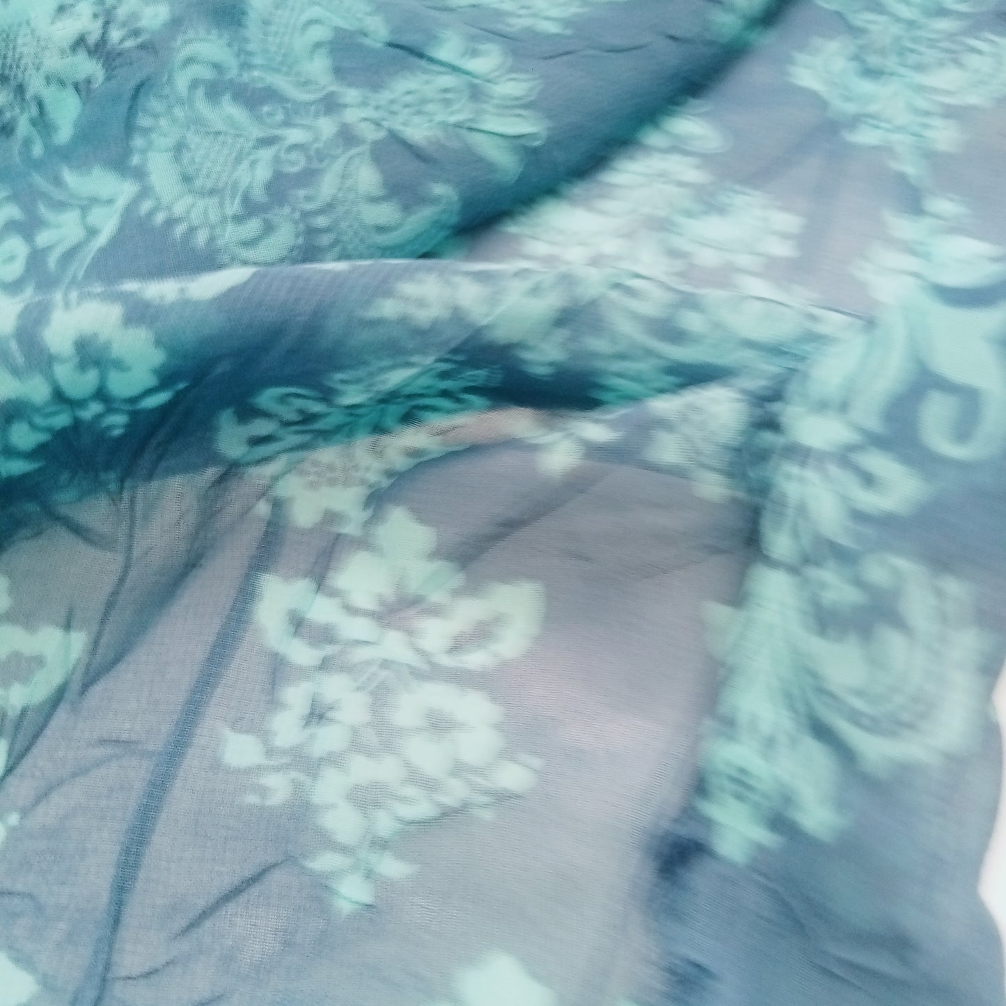 patchwork floral printed crush chiffon - sold by 1/2mtr