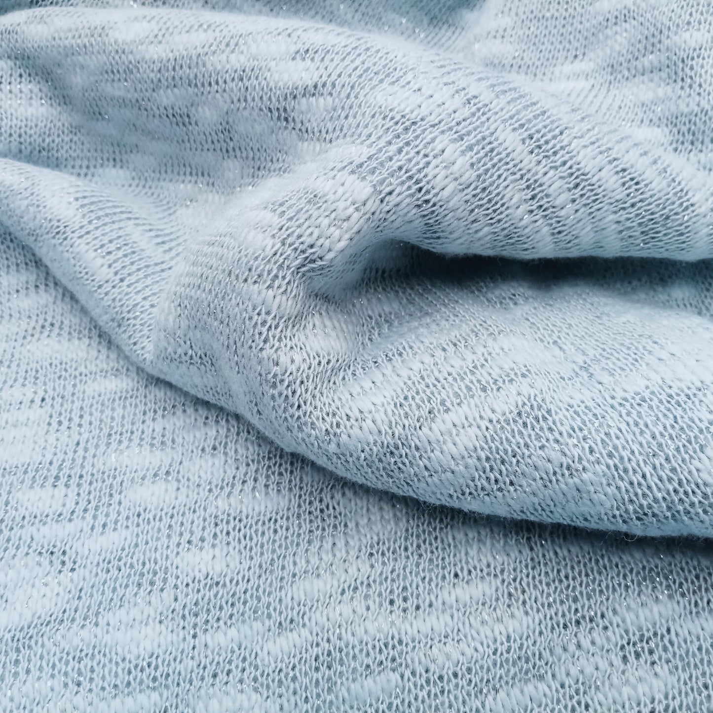 Ivana - blue/silver Slub yarn glitter knit - sold by 1/2mtr