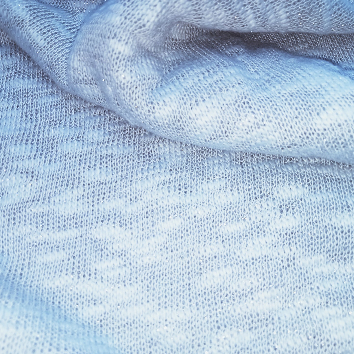 Ivana - blue/silver Slub yarn glitter knit - sold by 1/2mtr