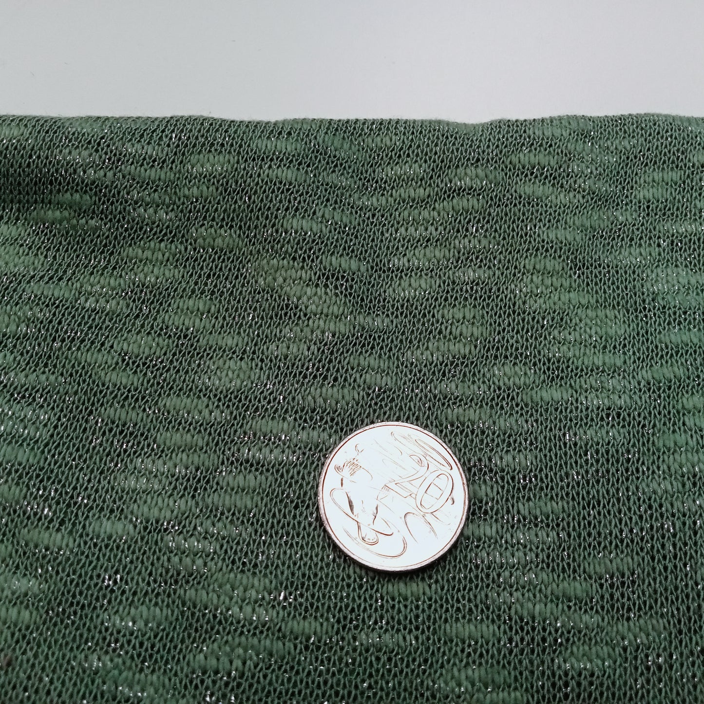 Ivana - olive/silver - shimmer sage - slub yarn knit - sold by 1/2mtr