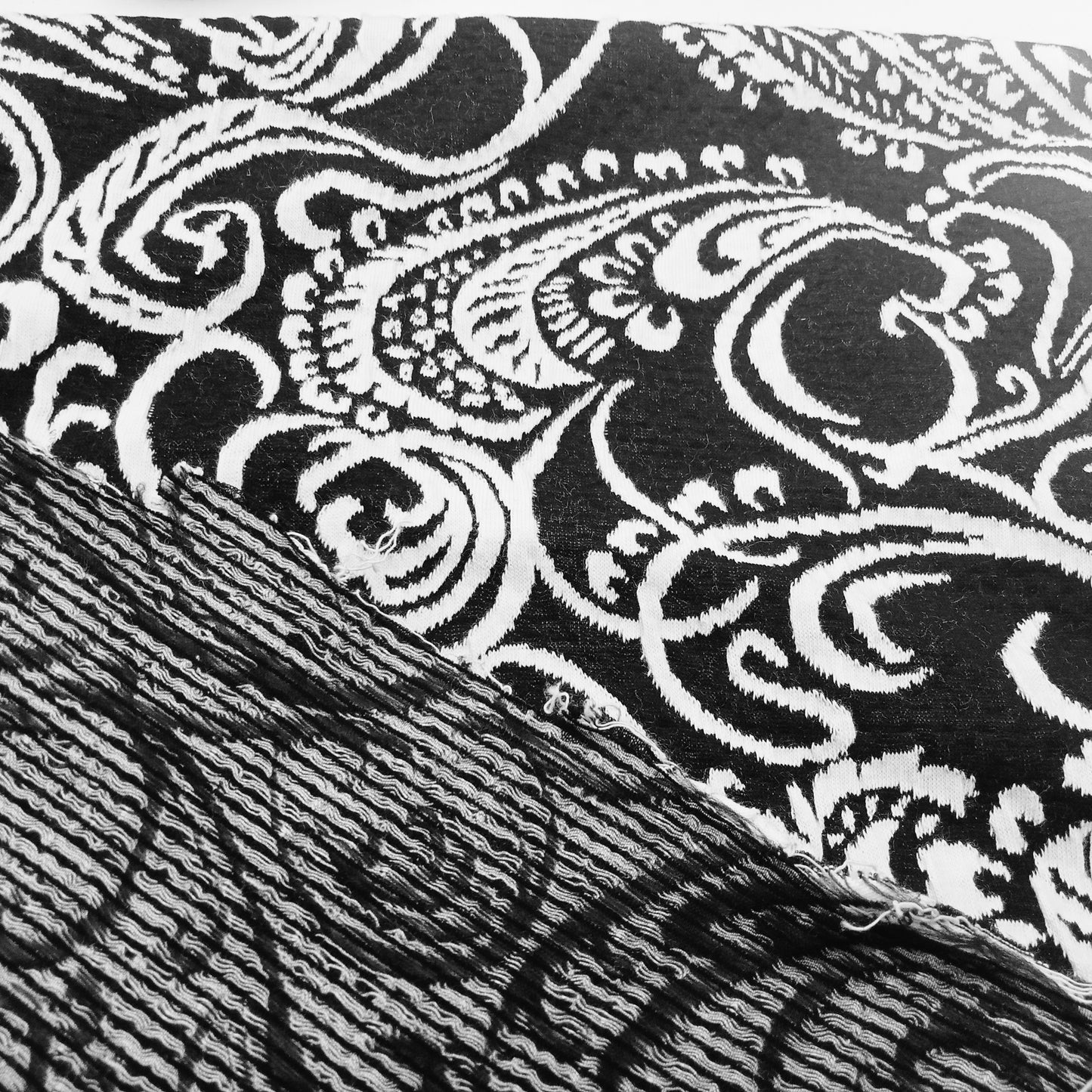 Conge - Jacquard design fabric - black/ivory sold by 1/2mtr
