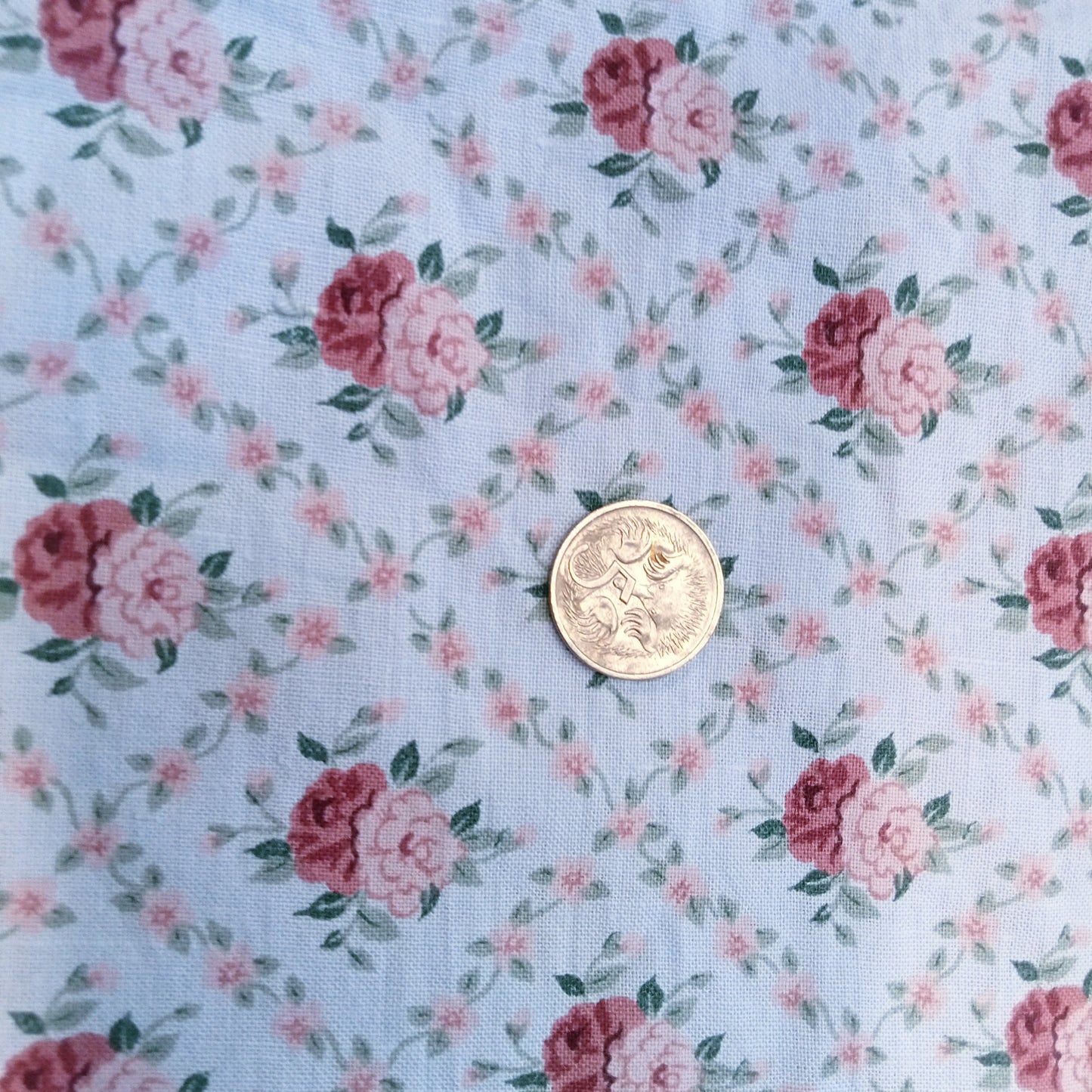 Strawberries & cream - floral printed cotton fabric - sold by 1/2mtr