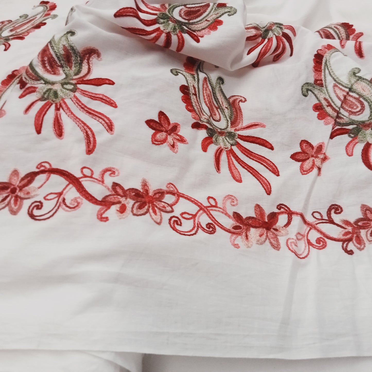 Eloise - boarder embroidered cotton fabric -sold by 1/2mtr