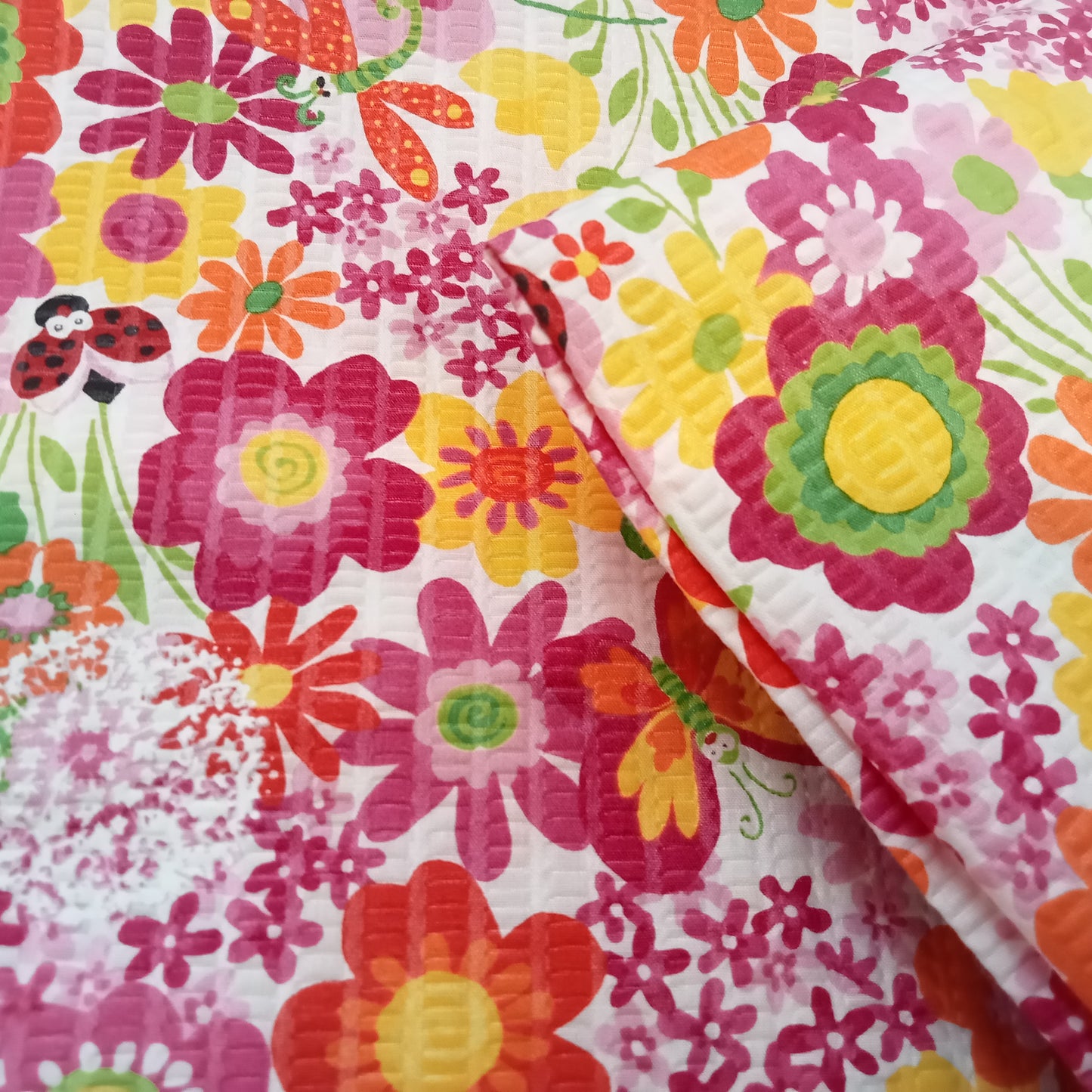 Floral printed seersucker- sold by 1/2mtr
