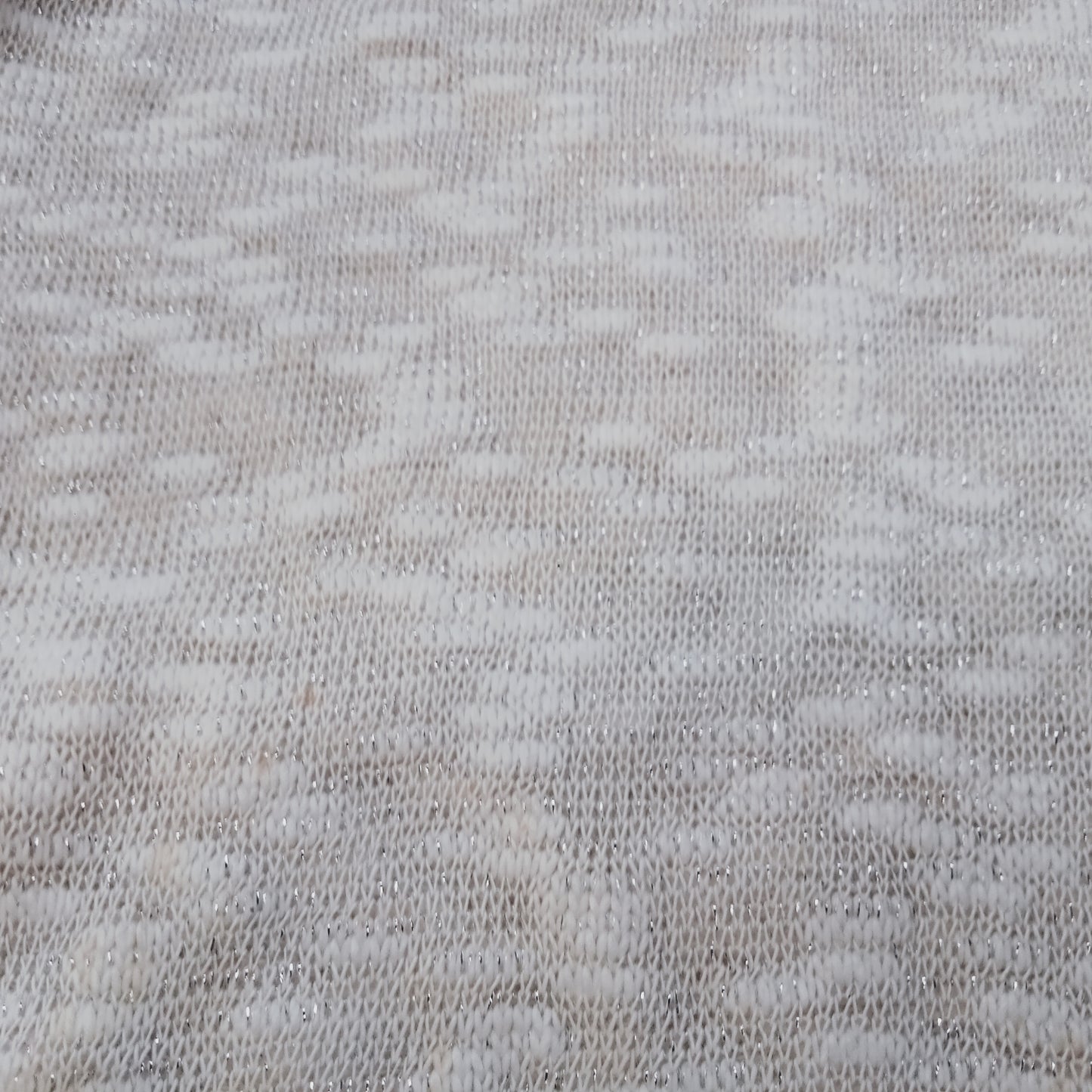 Ivana - ivory/silver Shimmer - slub yarn knit fabric - sold by 1/2mtr