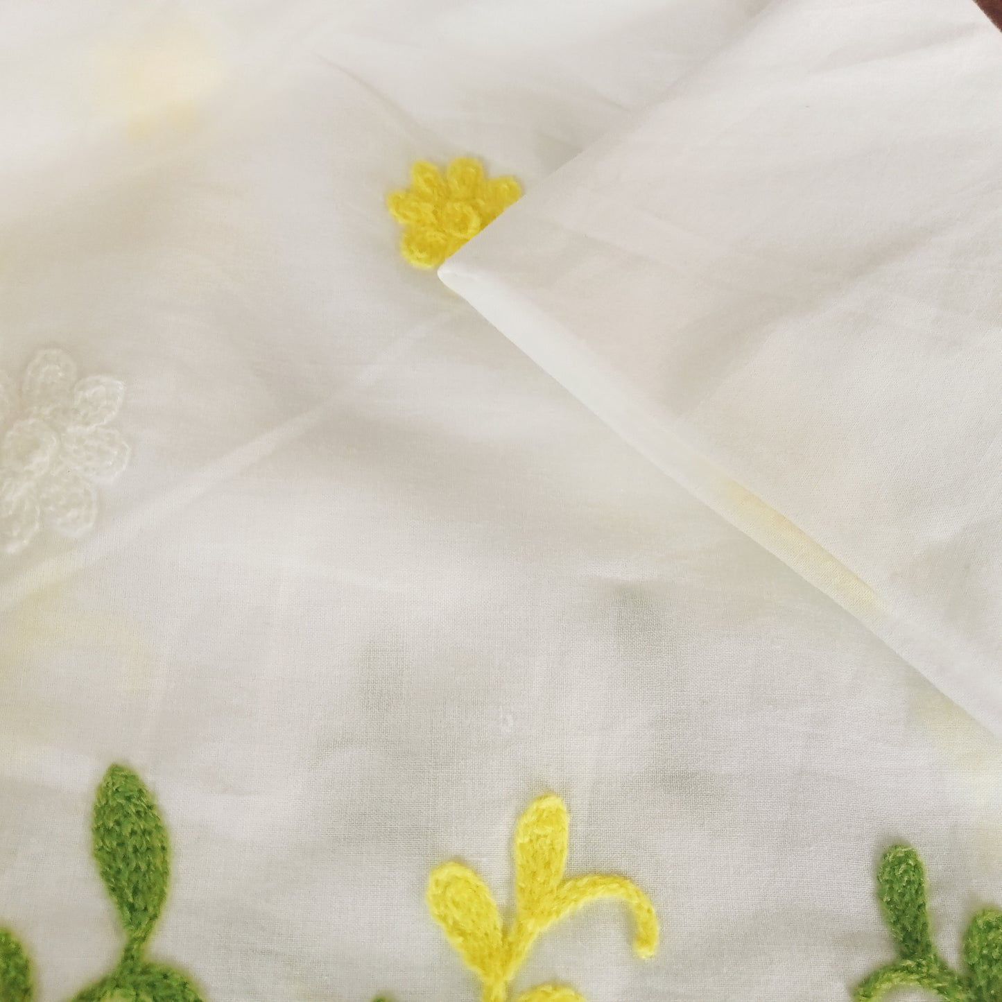 Marina - floral embroidered cotton fabric -sold by 1/2mtr