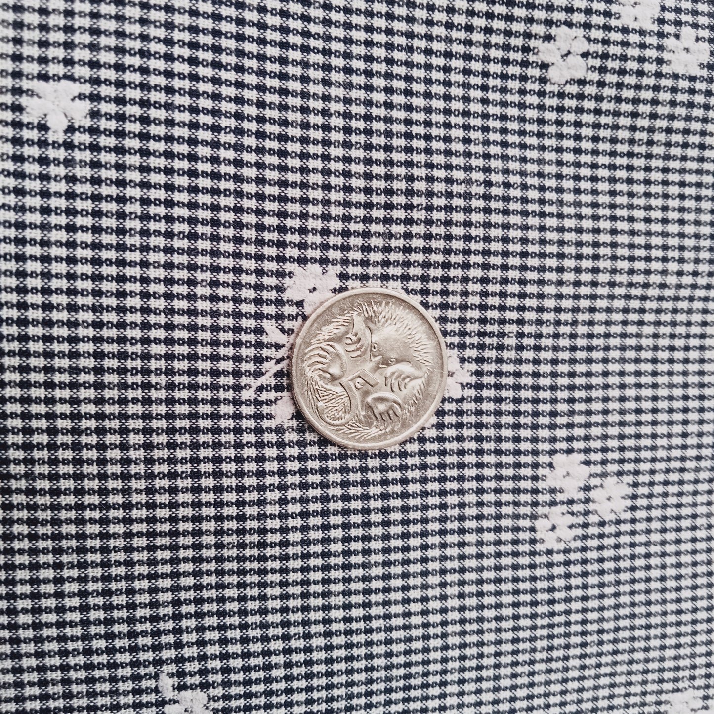 Gingham/floral printed woven fabric - sold by 1/2mtr