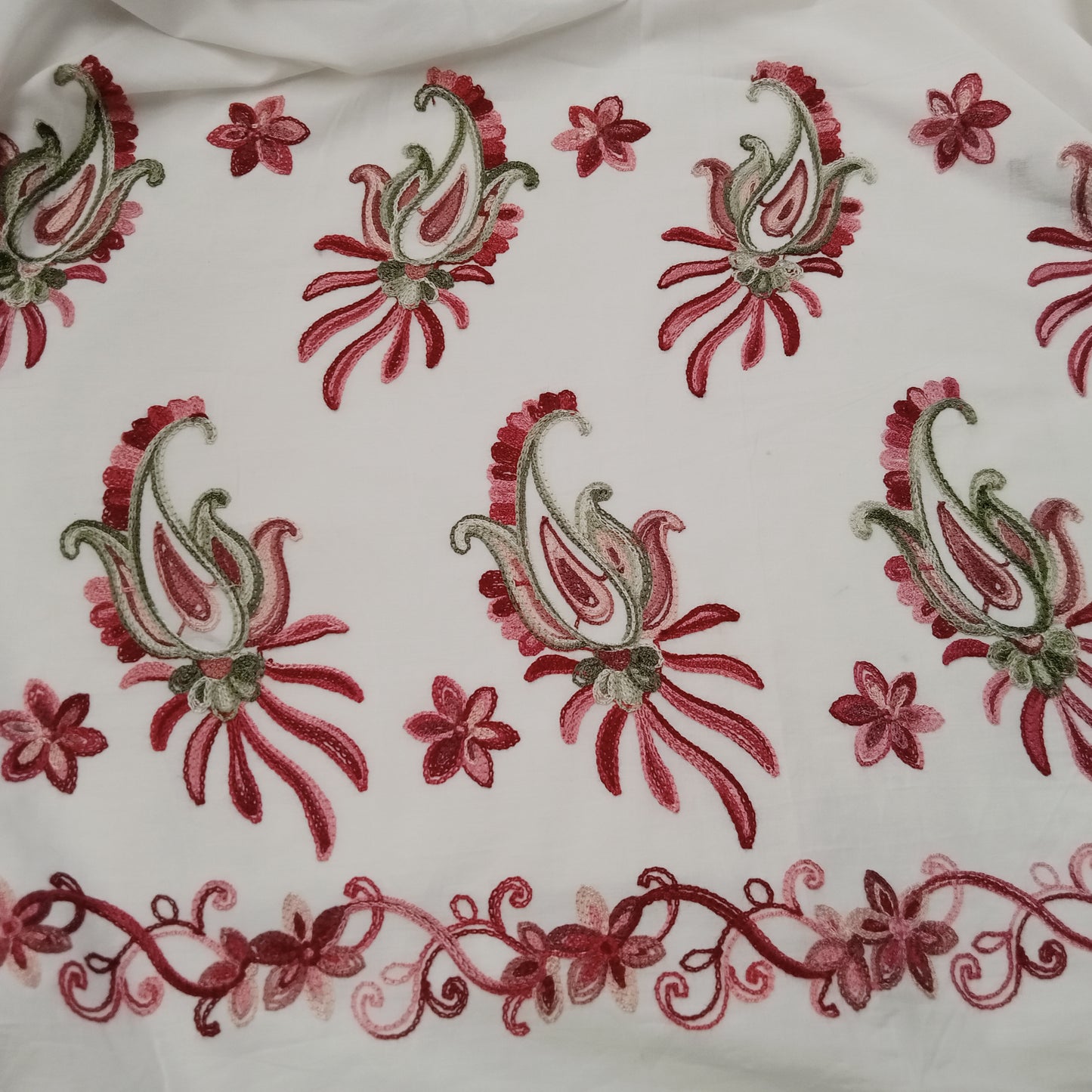 Eloise - boarder embroidered cotton fabric -sold by 1/2mtr