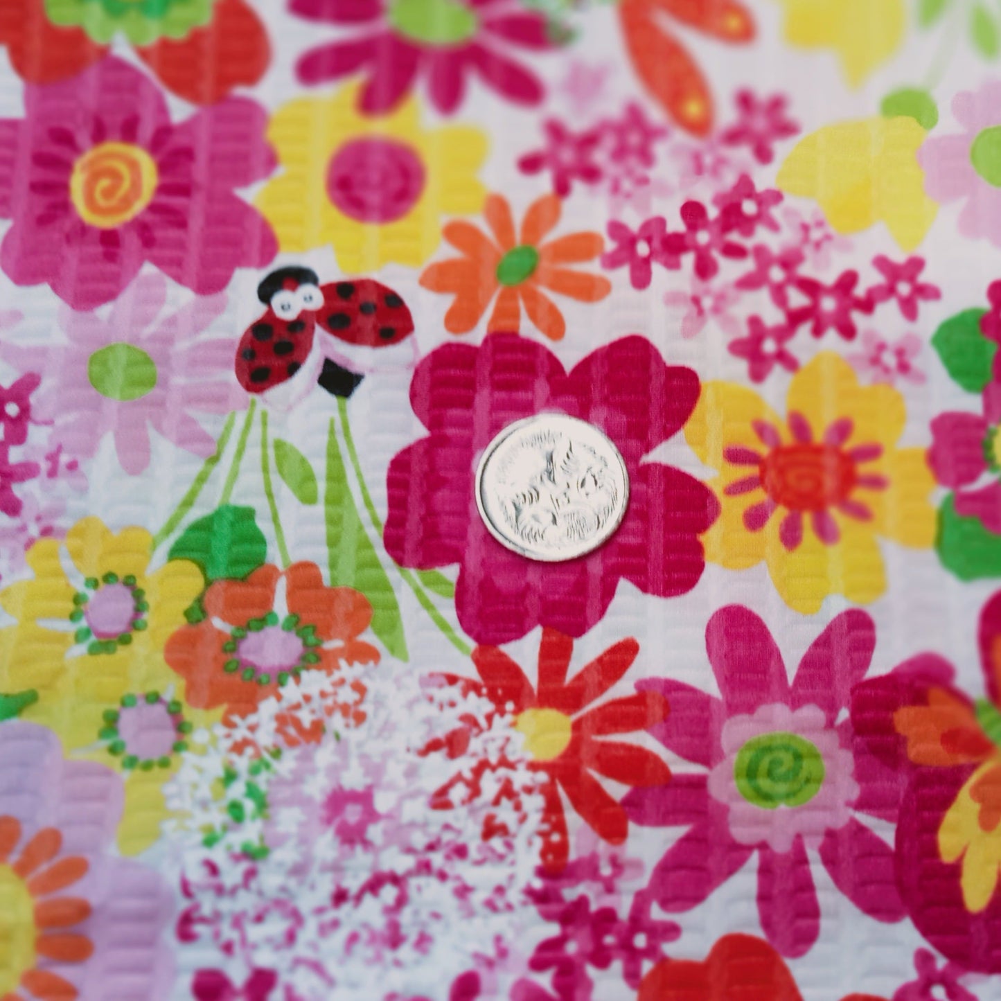 Floral printed seersucker- sold by 1/2mtr