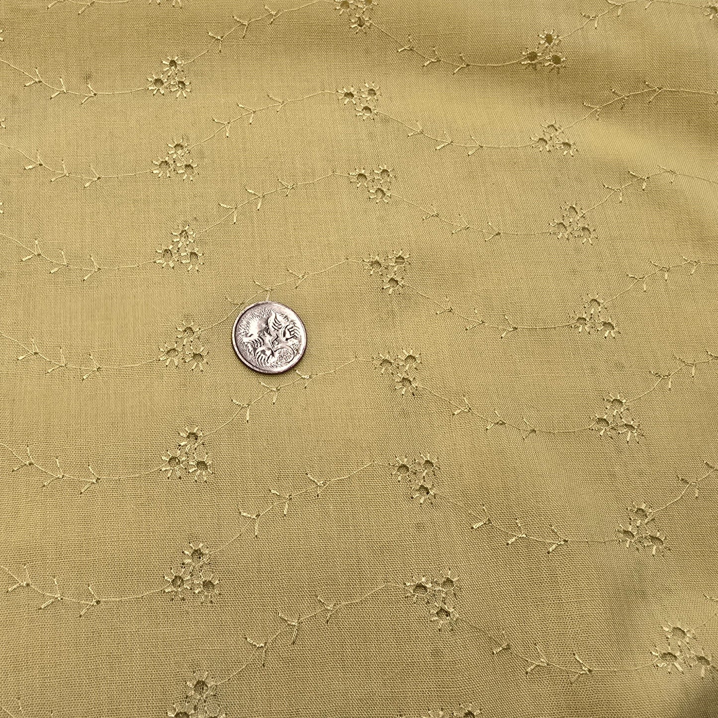 Mustard broidery anglaise woven fabric -1.50mtrs
